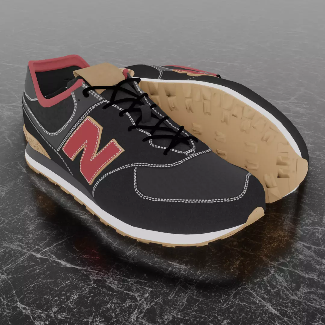 NEW BALANCE 3D SHOES - RED - BROWN - BLACK Low-poly 3D model_0