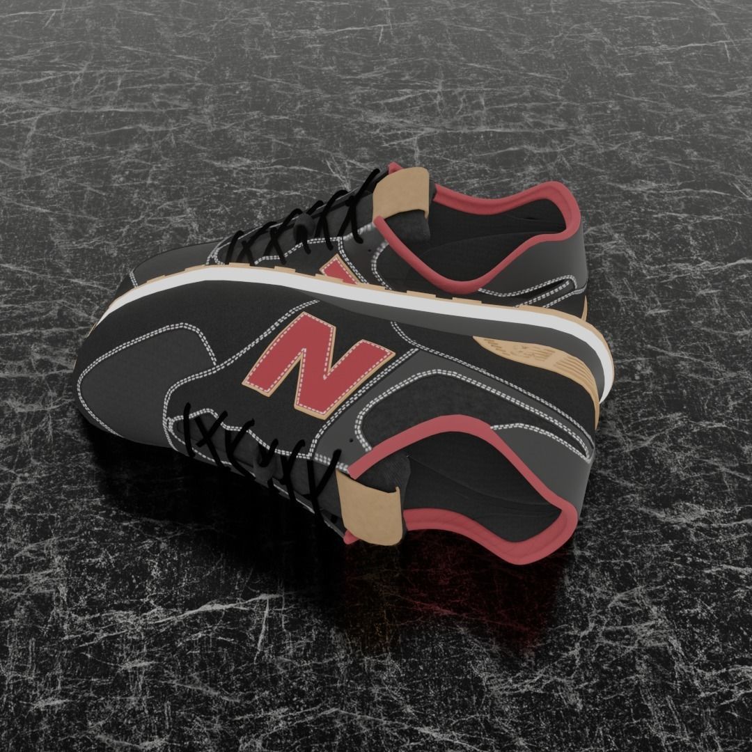 NEW BALANCE 3D SHOES - RED - BROWN - BLACK Low-poly 3D model_6