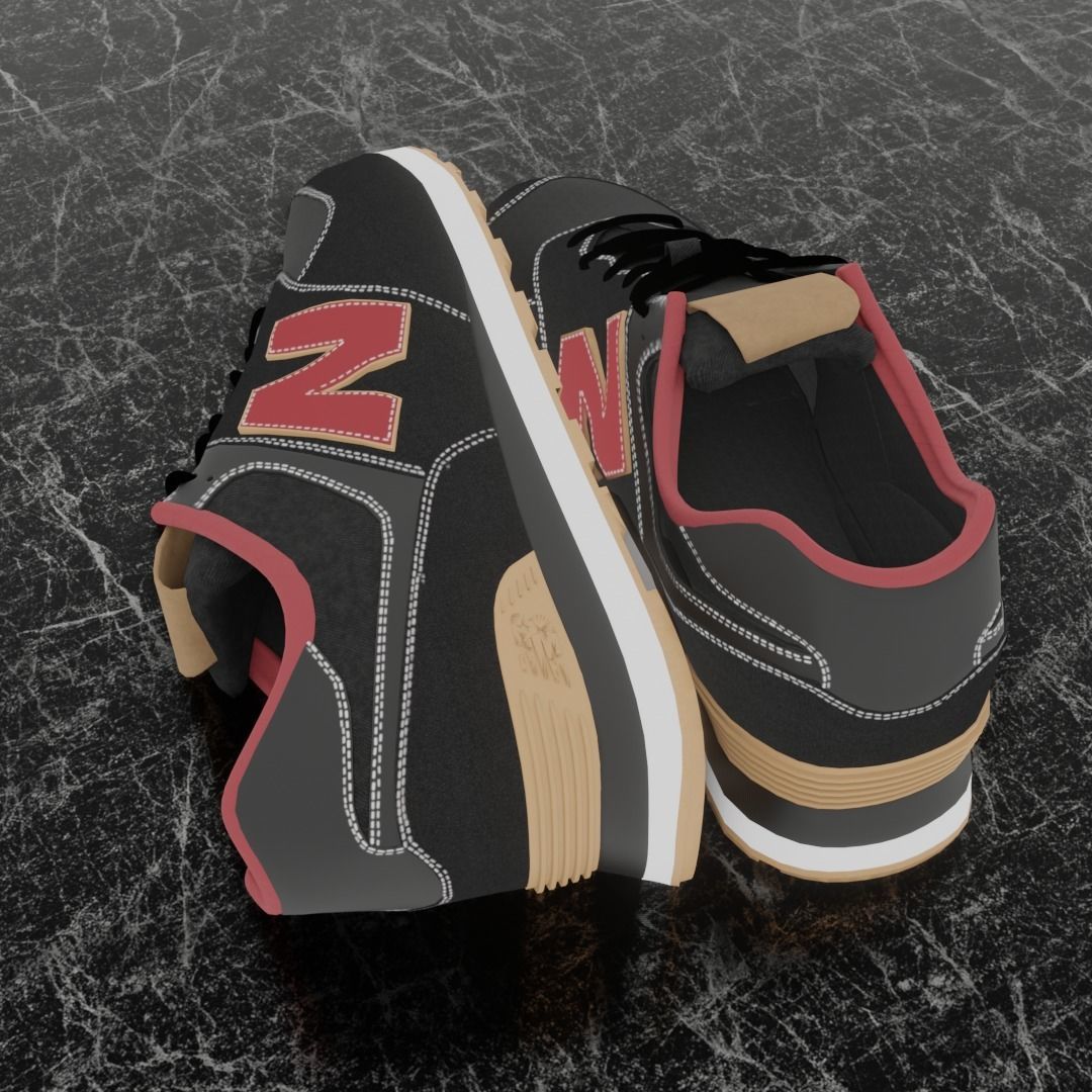 NEW BALANCE 3D SHOES - RED - BROWN - BLACK Low-poly 3D model_8