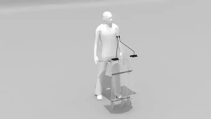 Meeting Plexiglass Rostrum 02 Low-poly 3D model
