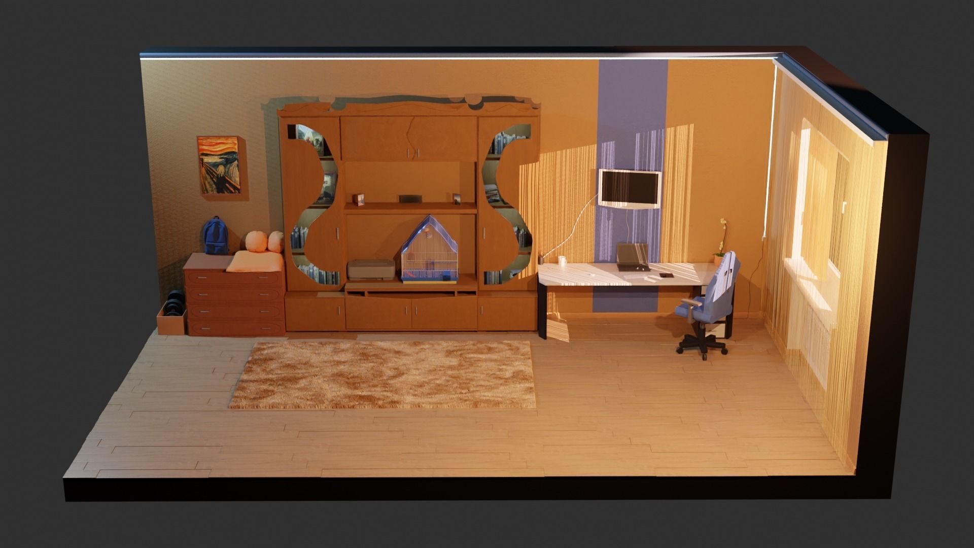 Isometric room 3D model_1
