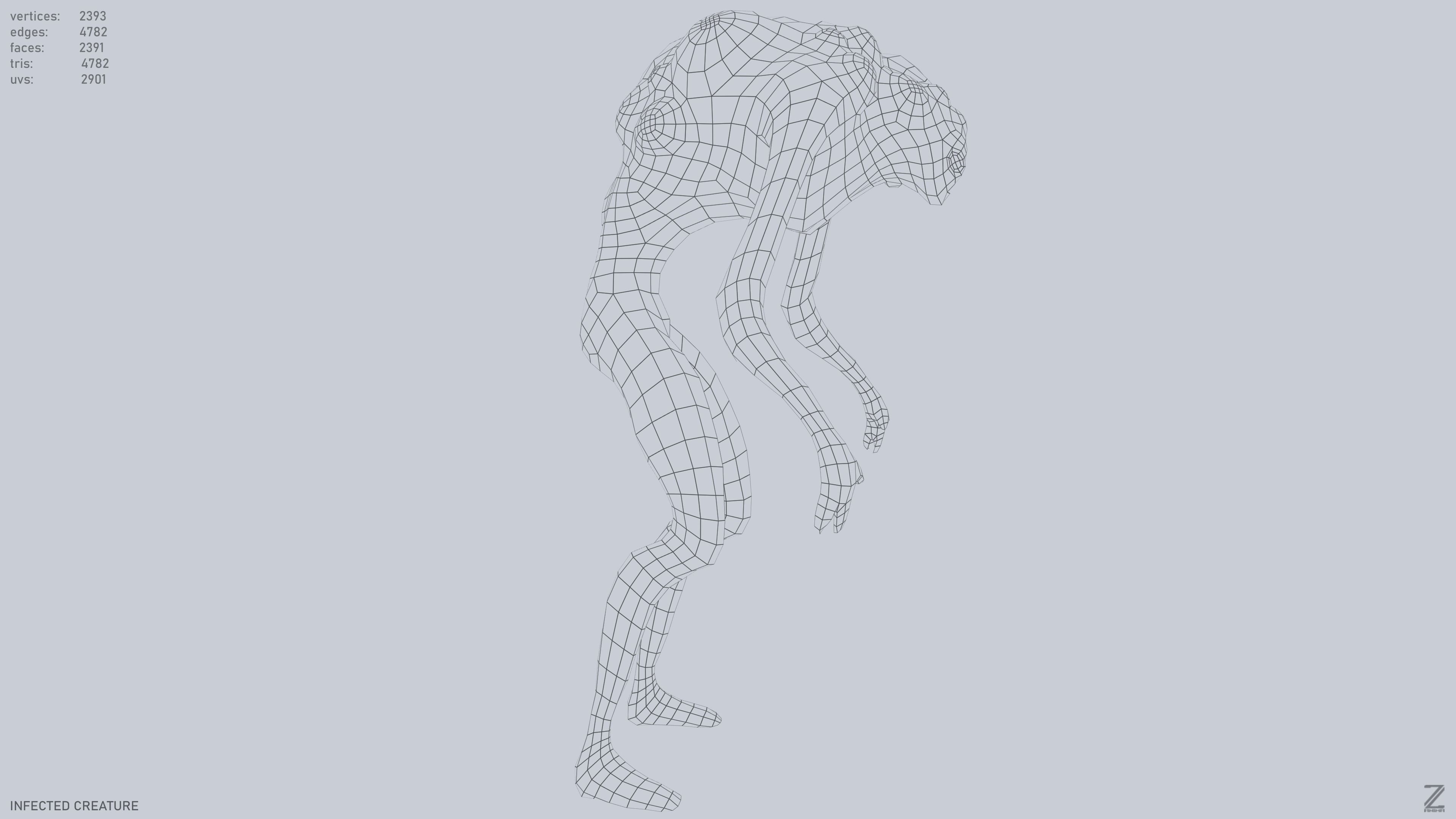 Infected creature Low-poly 3D model_14