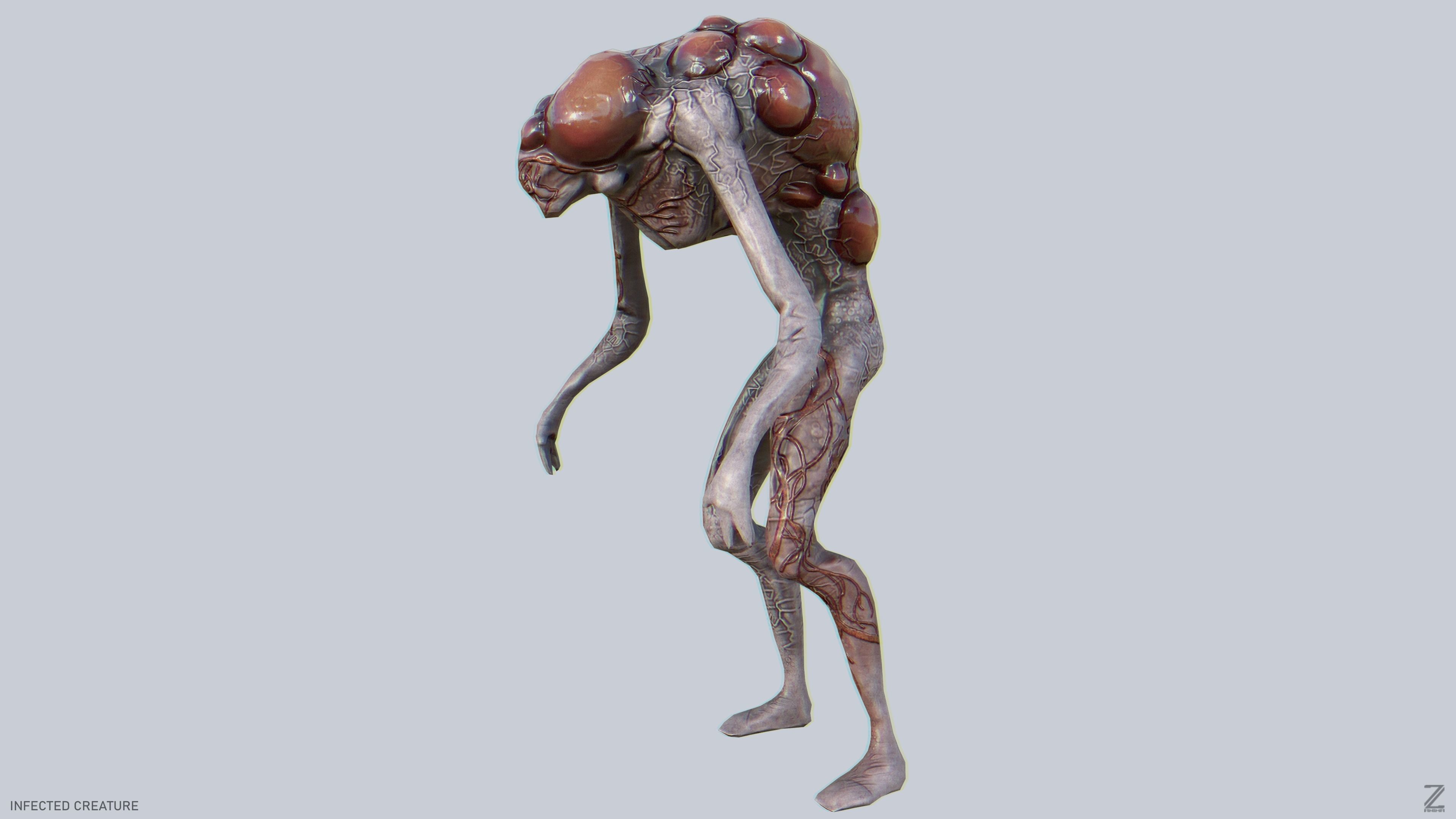 Infected creature Low-poly 3D model_5