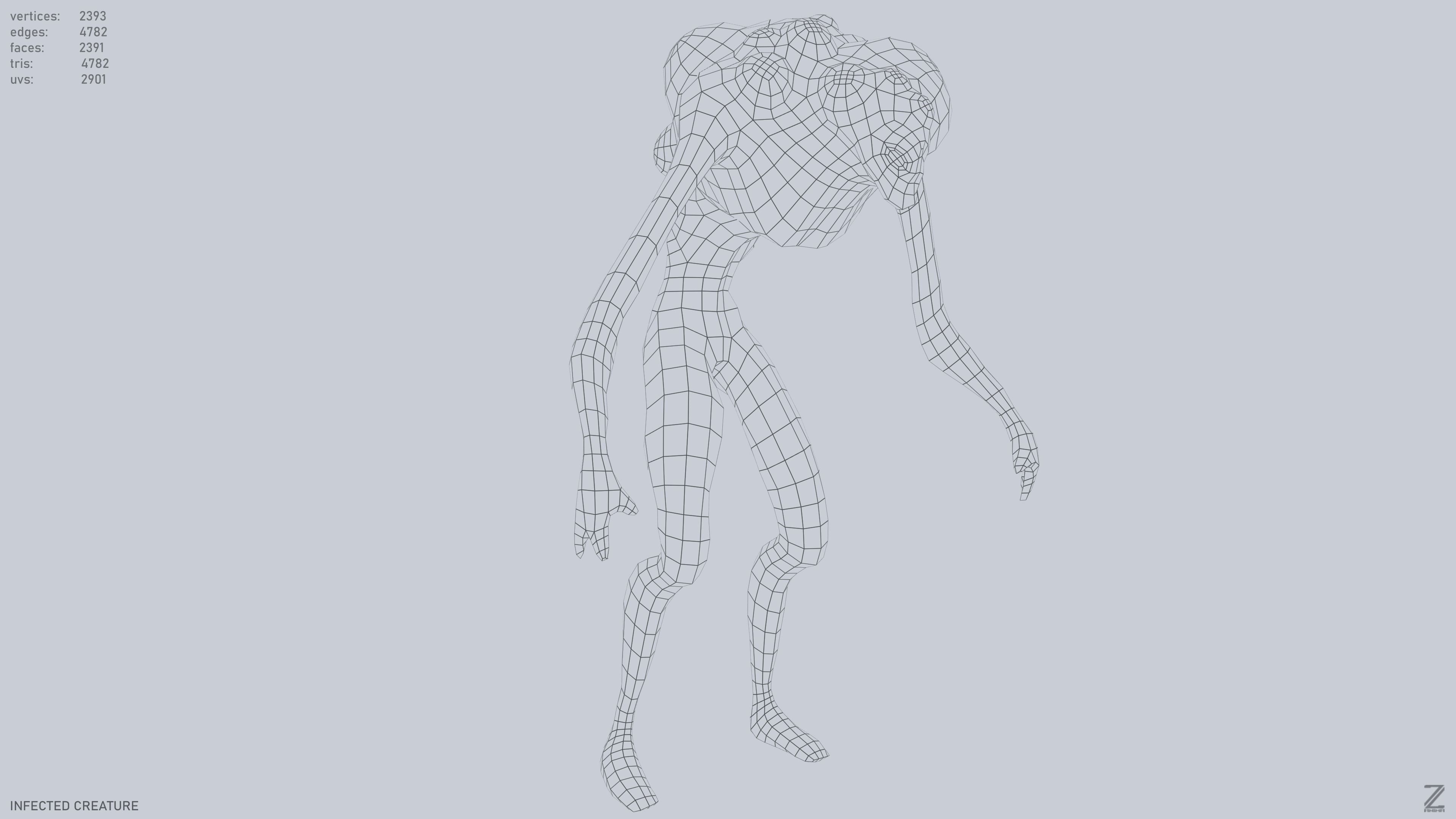 Infected creature Low-poly 3D model_15