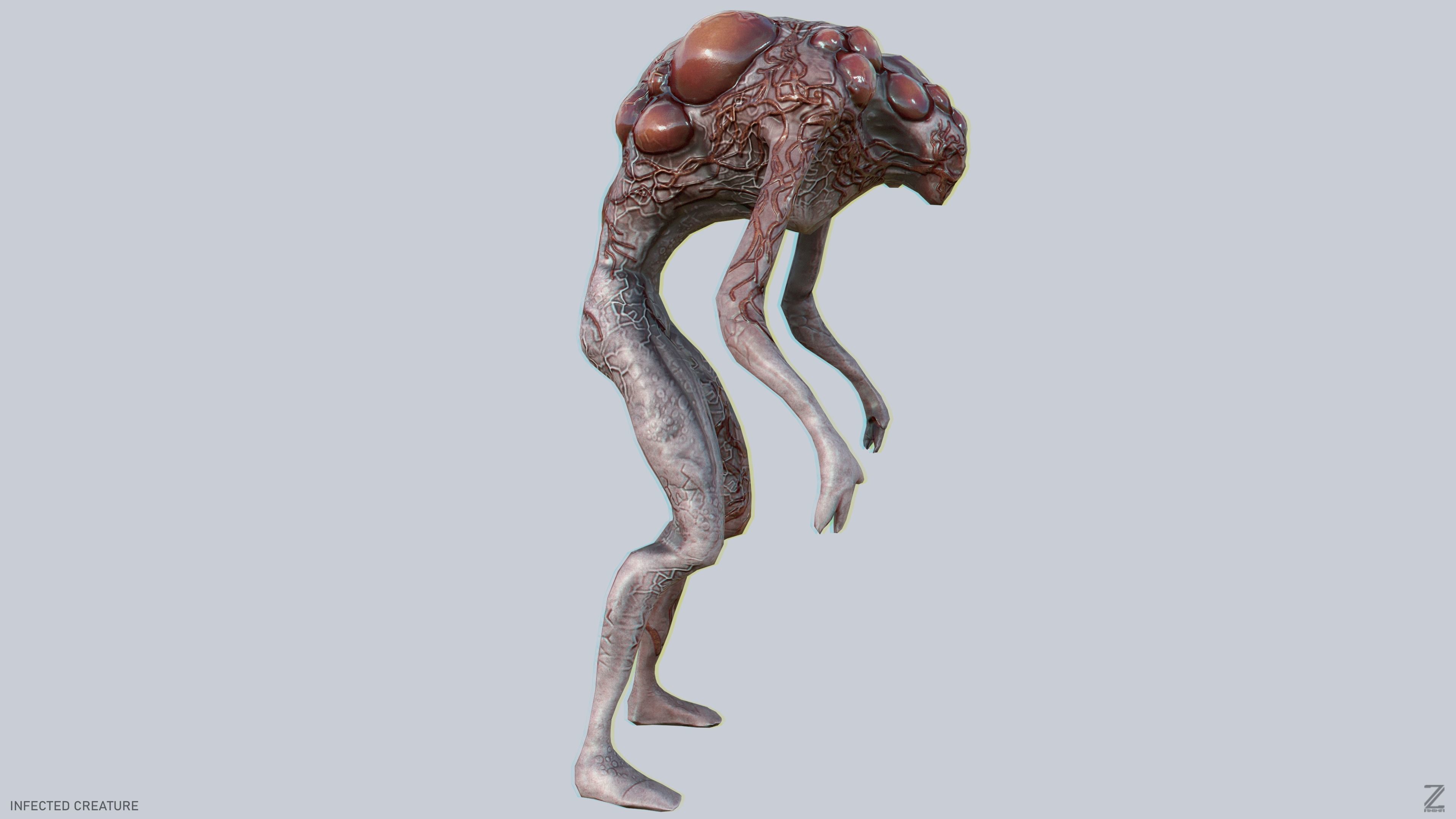 Infected creature Low-poly 3D model_9