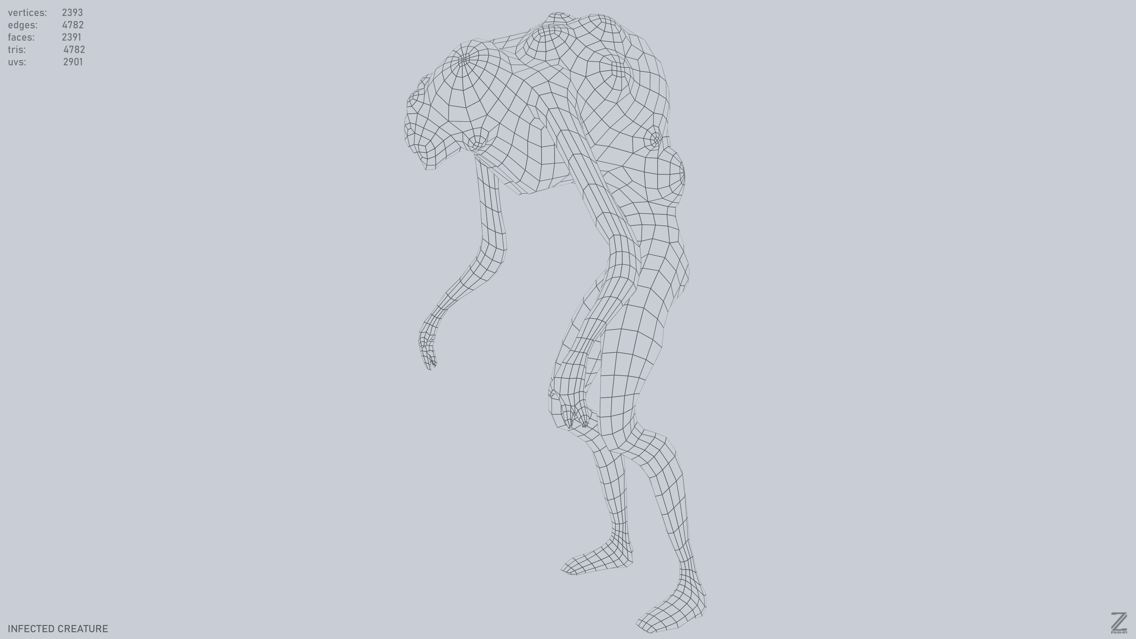 Infected creature Low-poly 3D model_10