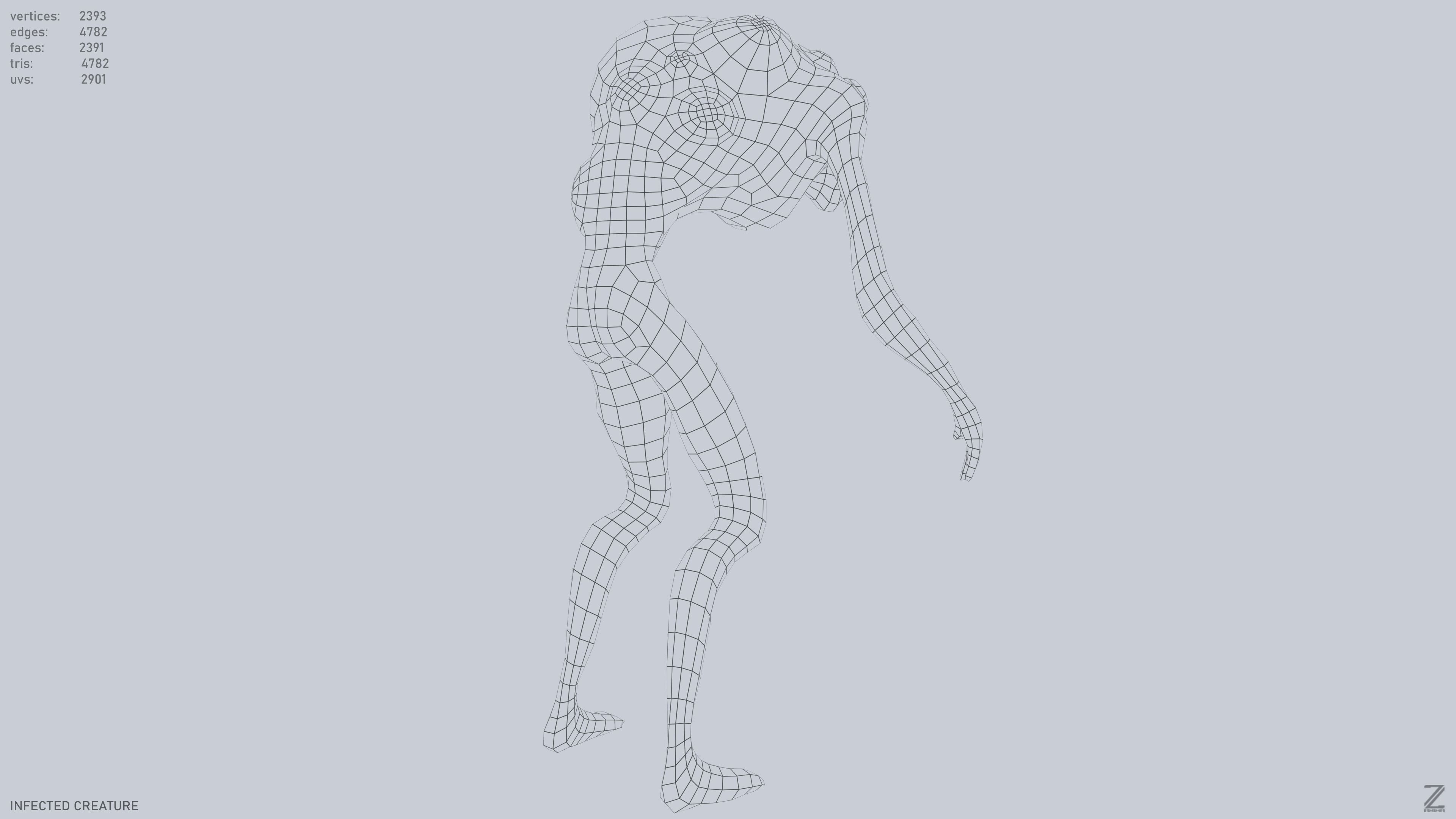 Infected creature Low-poly 3D model_13