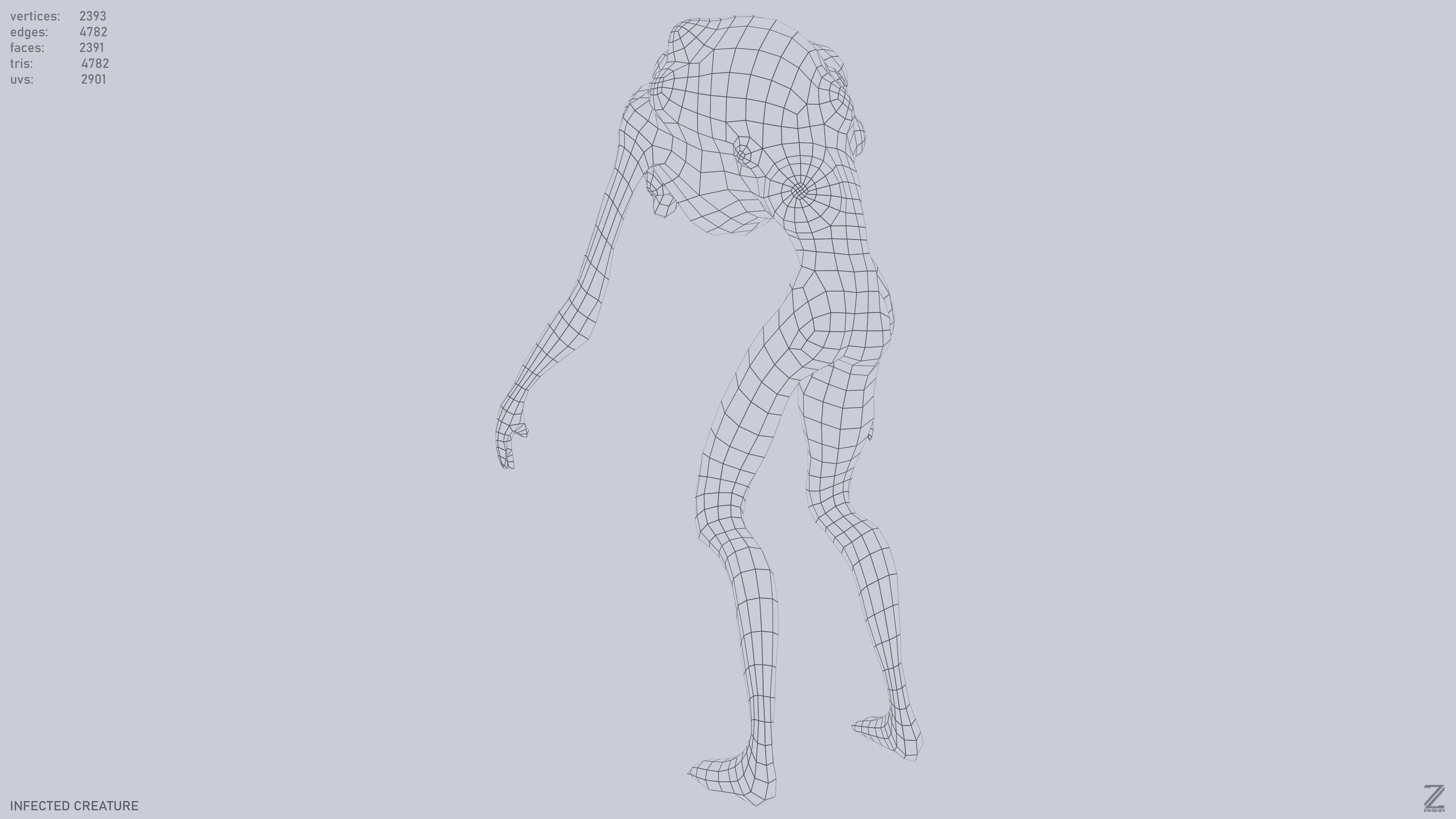 Infected creature Low-poly 3D model_11