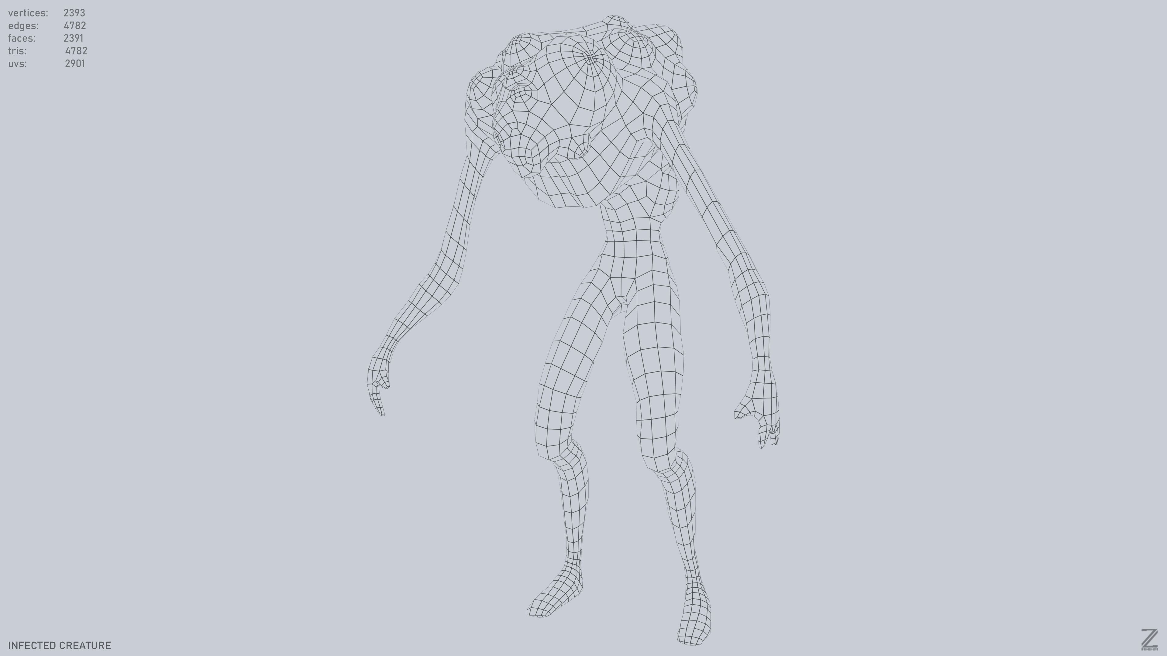Infected creature Low-poly 3D model_3
