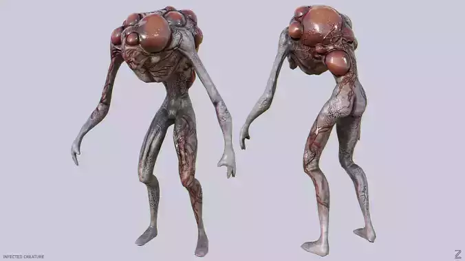 Infected creature Low-poly 3D model