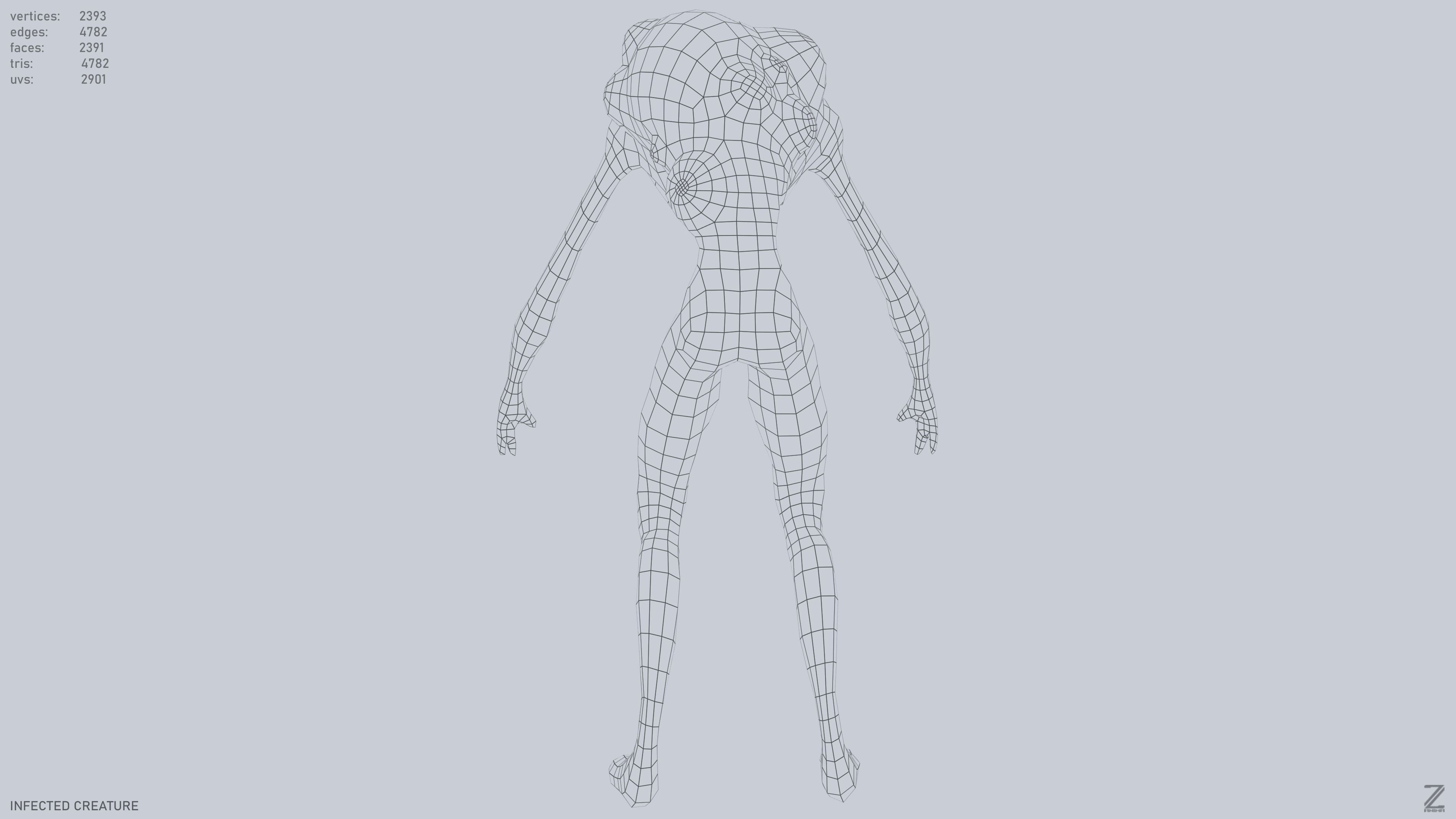 Infected creature Low-poly 3D model_12