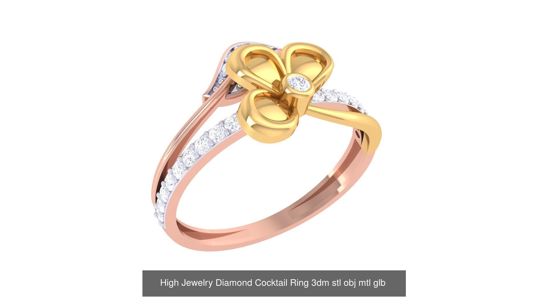 156 High Jewelry Diamond Cocktail Ring 3dm stl obj mtl glb 3D Model Collection_143