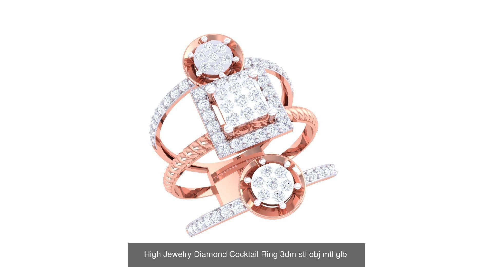 156 High Jewelry Diamond Cocktail Ring 3dm stl obj mtl glb 3D Model Collection_29