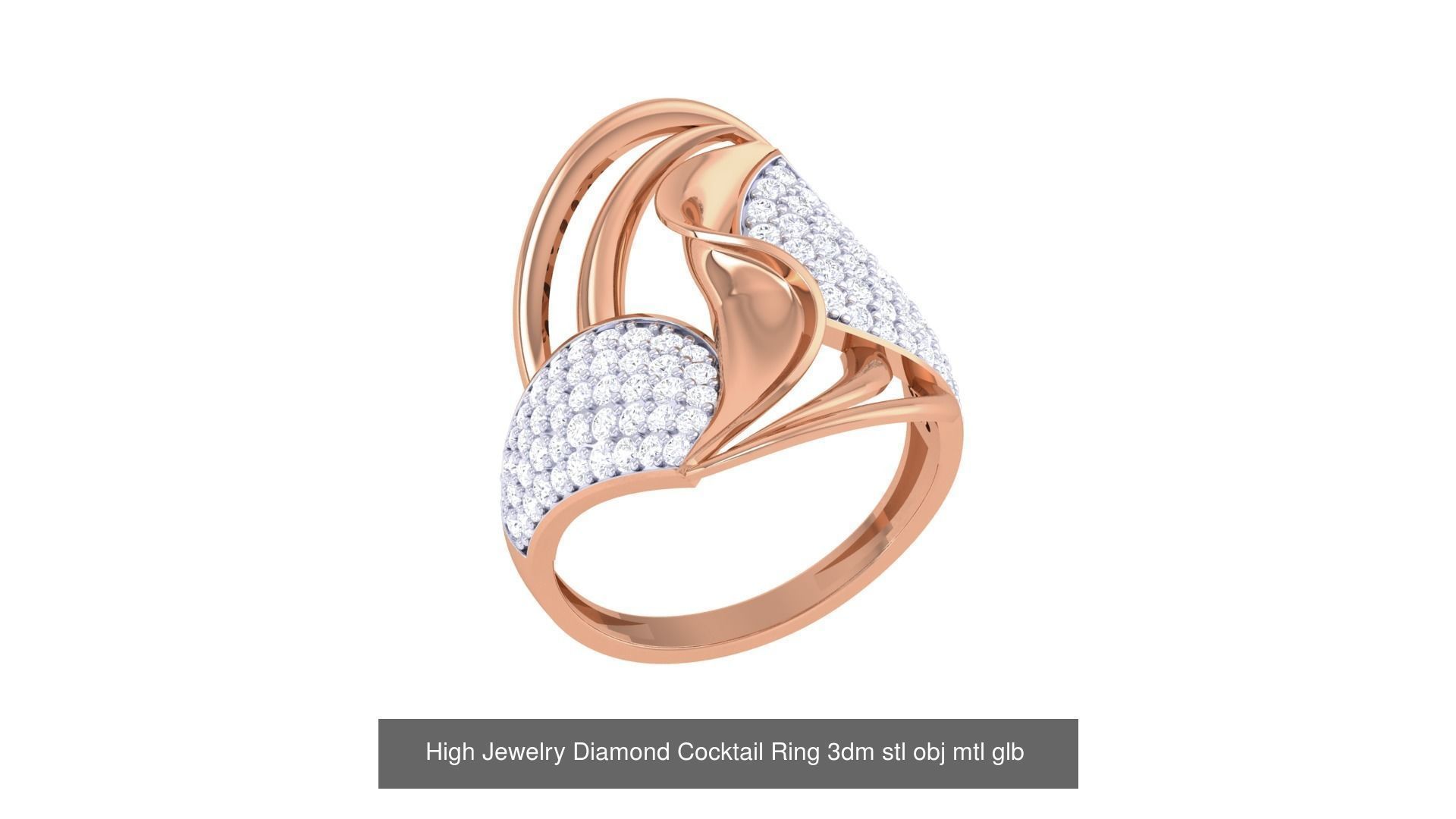 156 High Jewelry Diamond Cocktail Ring 3dm stl obj mtl glb 3D Model Collection_135