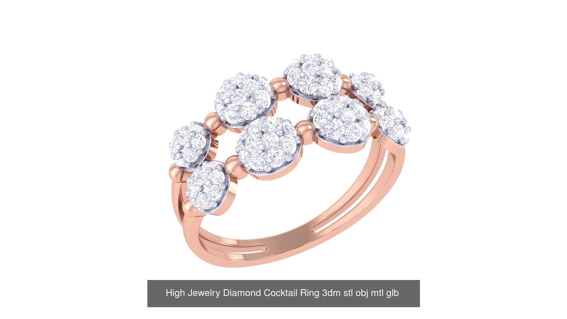 156 High Jewelry Diamond Cocktail Ring 3dm stl obj mtl glb 3D Model Collection_139