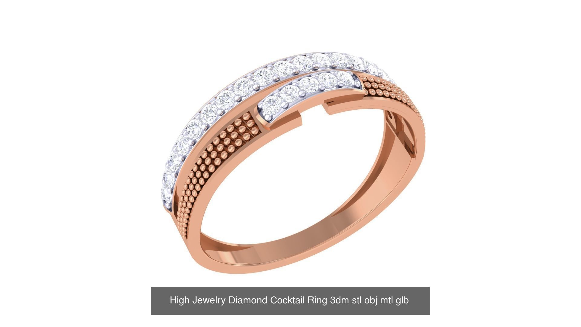 156 High Jewelry Diamond Cocktail Ring 3dm stl obj mtl glb 3D Model Collection_149