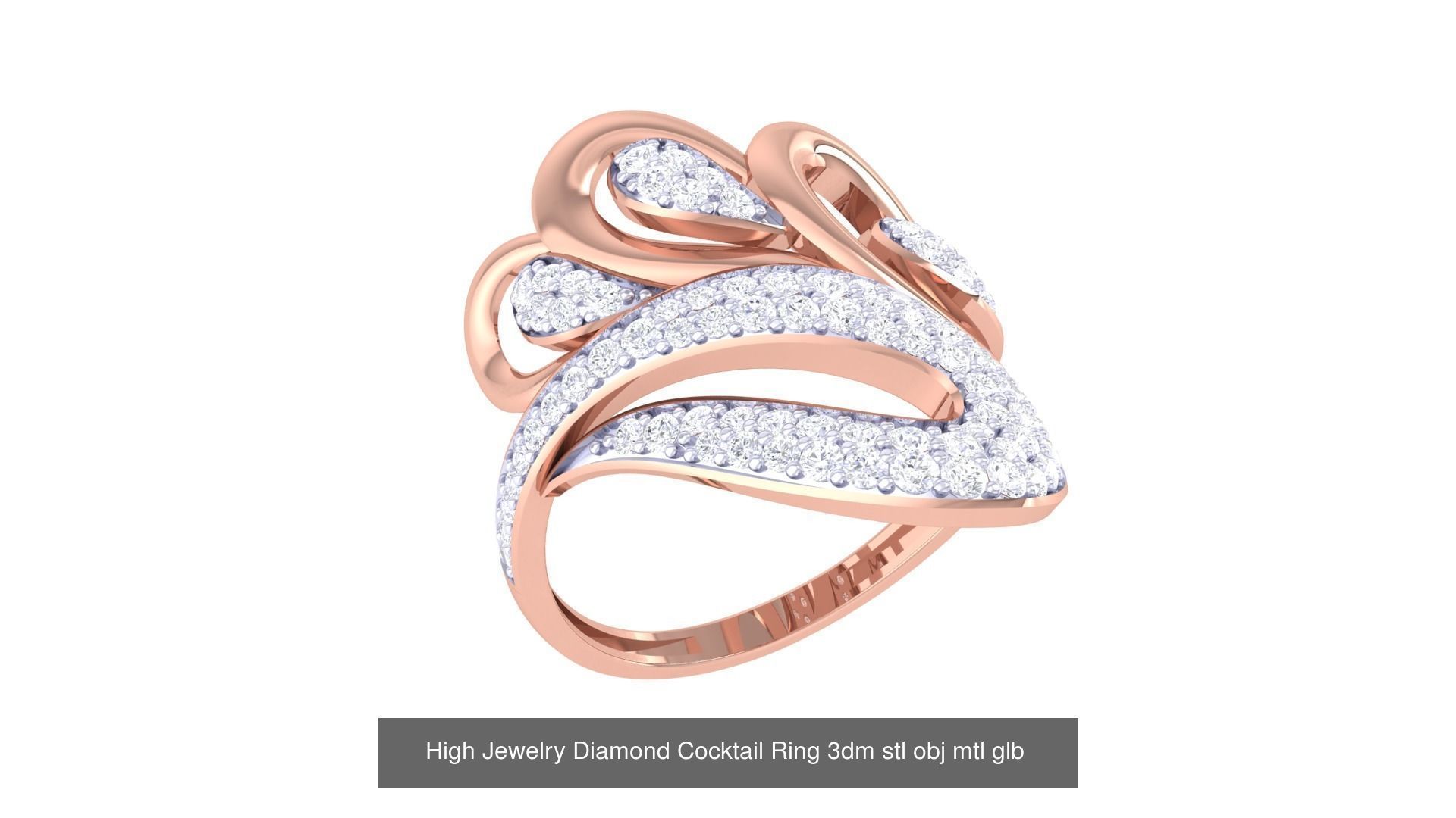 156 High Jewelry Diamond Cocktail Ring 3dm stl obj mtl glb 3D Model Collection_128