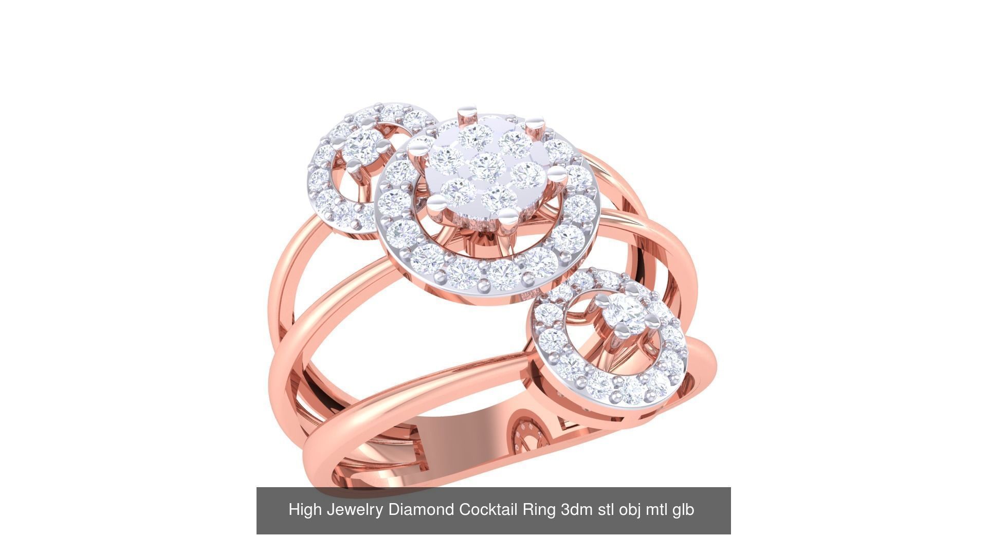 156 High Jewelry Diamond Cocktail Ring 3dm stl obj mtl glb 3D Model Collection_49