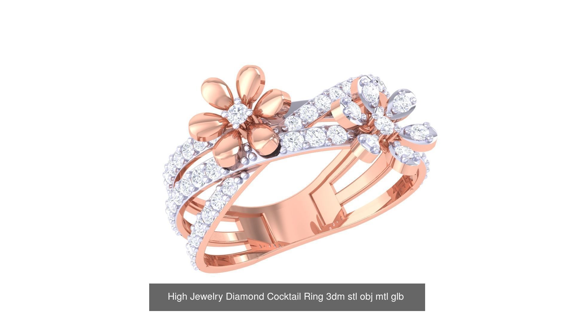 156 High Jewelry Diamond Cocktail Ring 3dm stl obj mtl glb 3D Model Collection_110