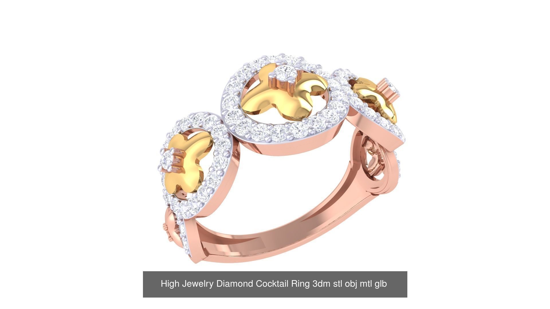 156 High Jewelry Diamond Cocktail Ring 3dm stl obj mtl glb 3D Model Collection_122