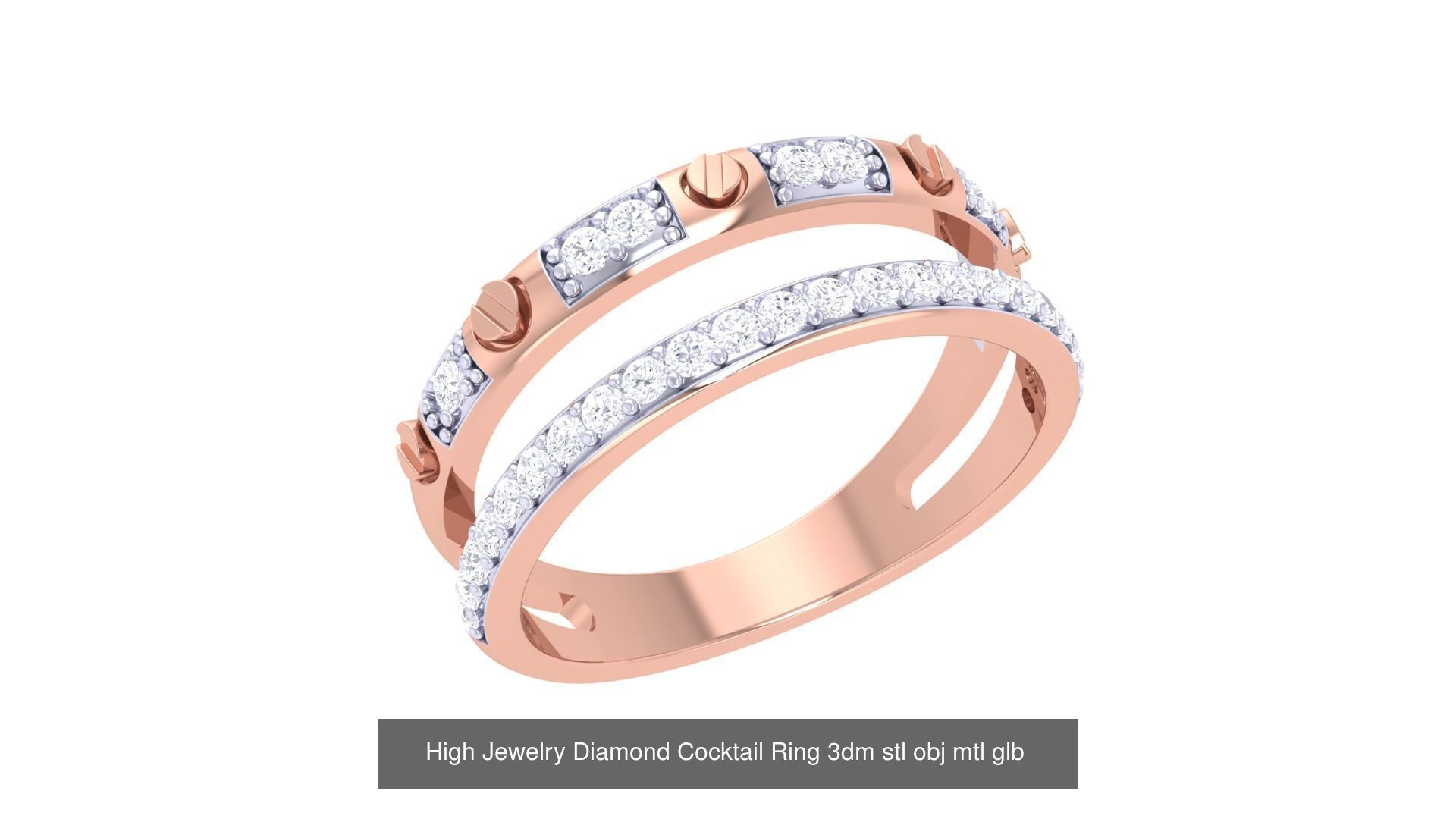 156 High Jewelry Diamond Cocktail Ring 3dm stl obj mtl glb 3D Model Collection_165