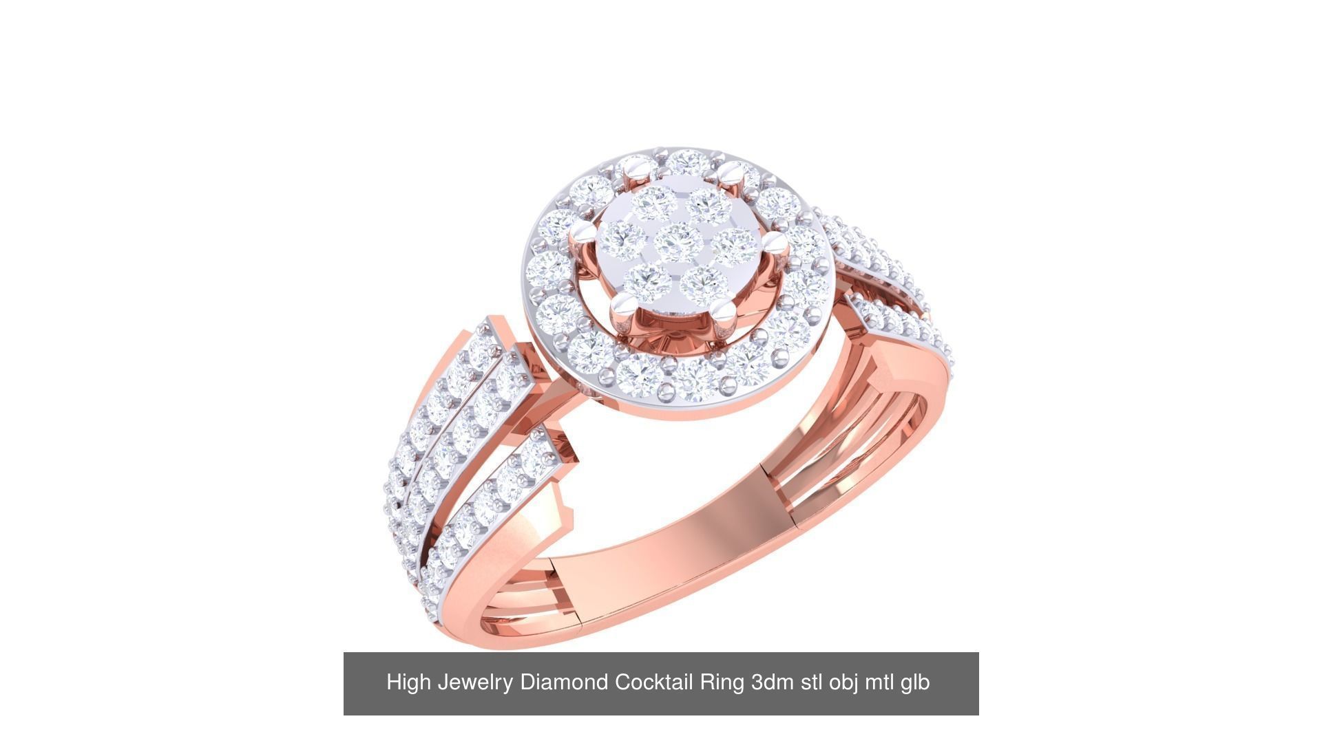 156 High Jewelry Diamond Cocktail Ring 3dm stl obj mtl glb 3D Model Collection_30