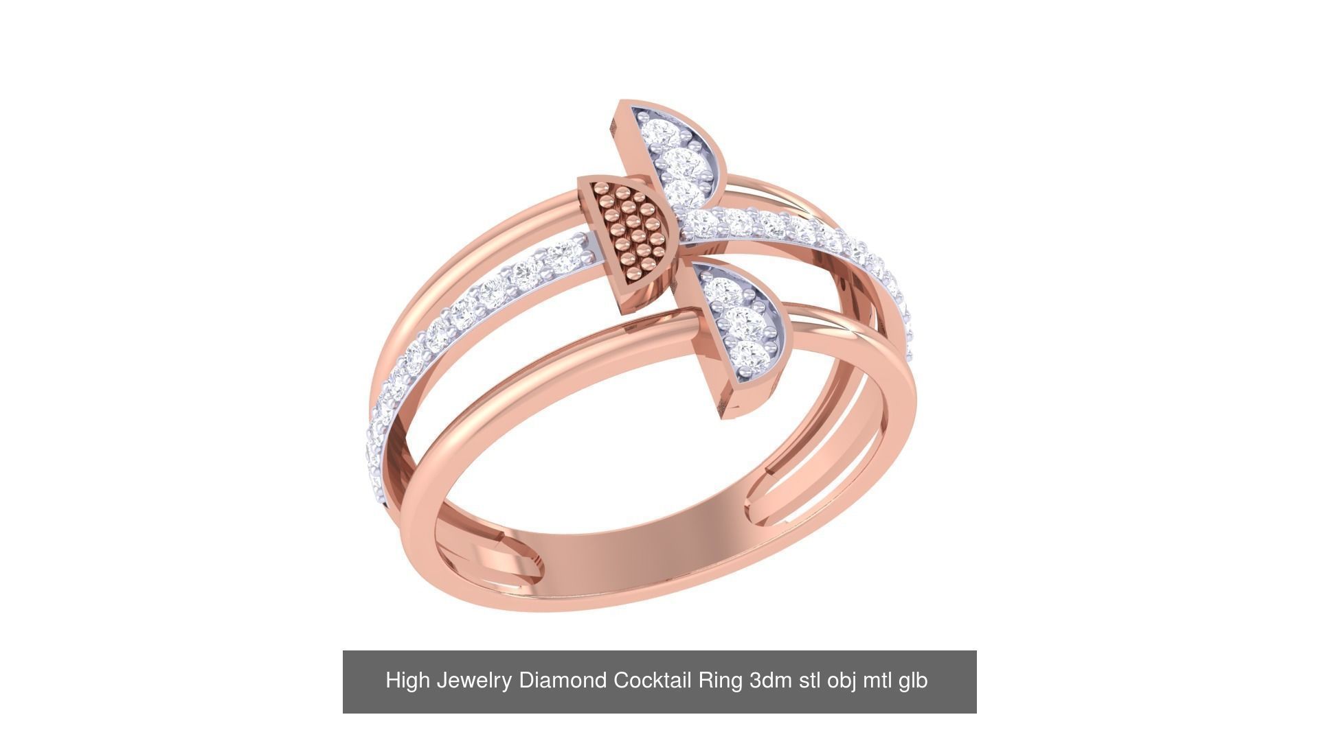 156 High Jewelry Diamond Cocktail Ring 3dm stl obj mtl glb 3D Model Collection_164