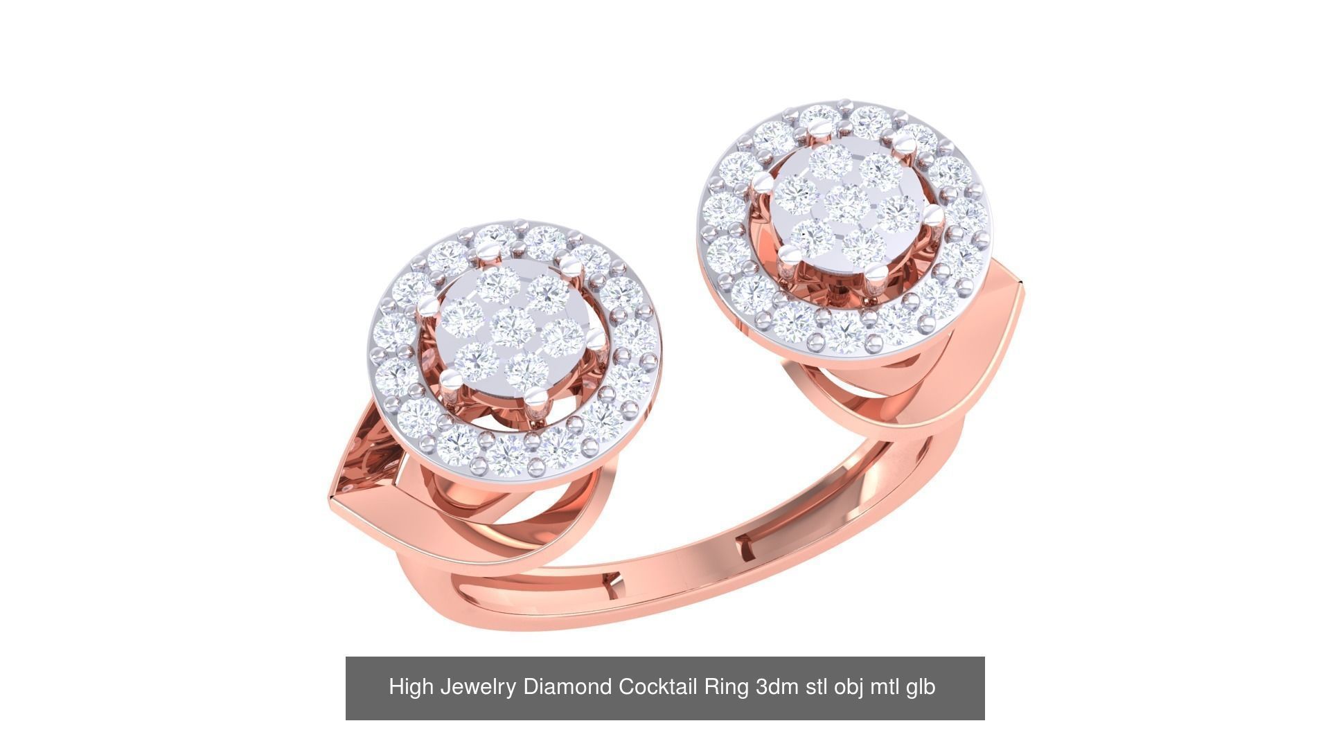 156 High Jewelry Diamond Cocktail Ring 3dm stl obj mtl glb 3D Model Collection_63