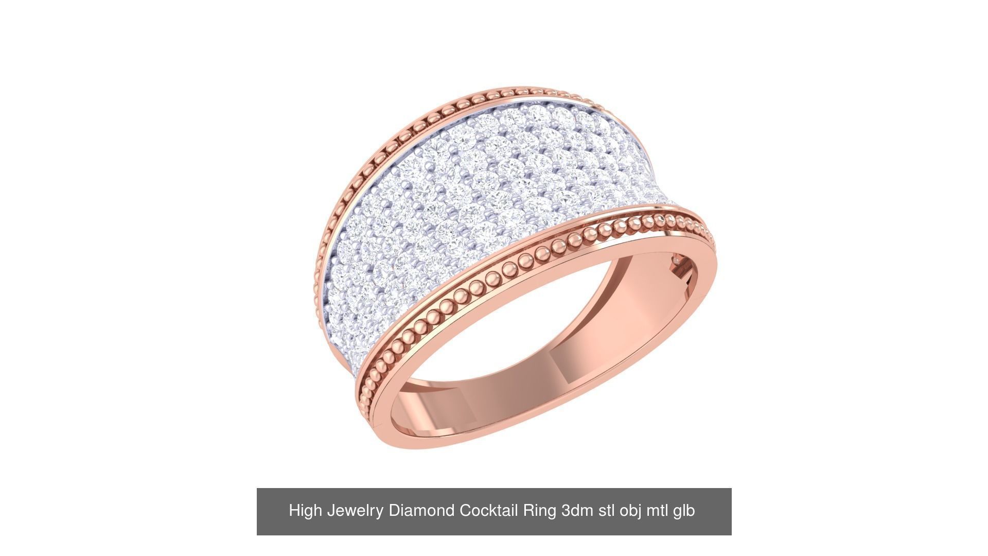 156 High Jewelry Diamond Cocktail Ring 3dm stl obj mtl glb 3D Model Collection_155