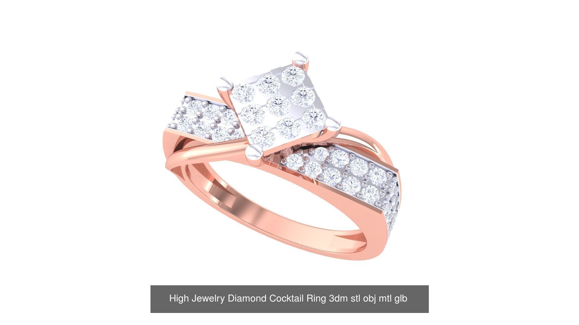 156 High Jewelry Diamond Cocktail Ring 3dm stl obj mtl glb 3D Model Collection_68