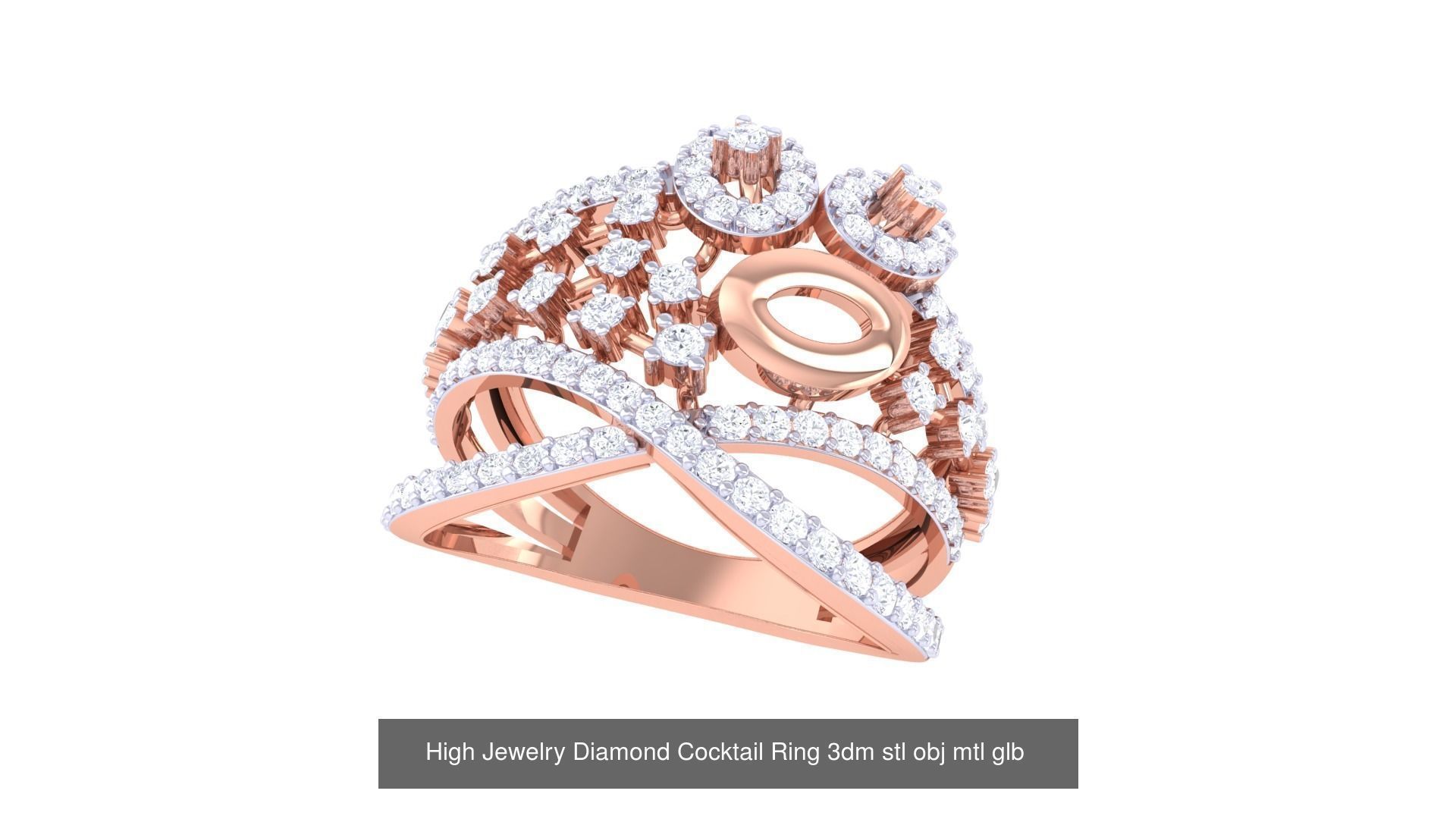 156 High Jewelry Diamond Cocktail Ring 3dm stl obj mtl glb 3D Model Collection_79