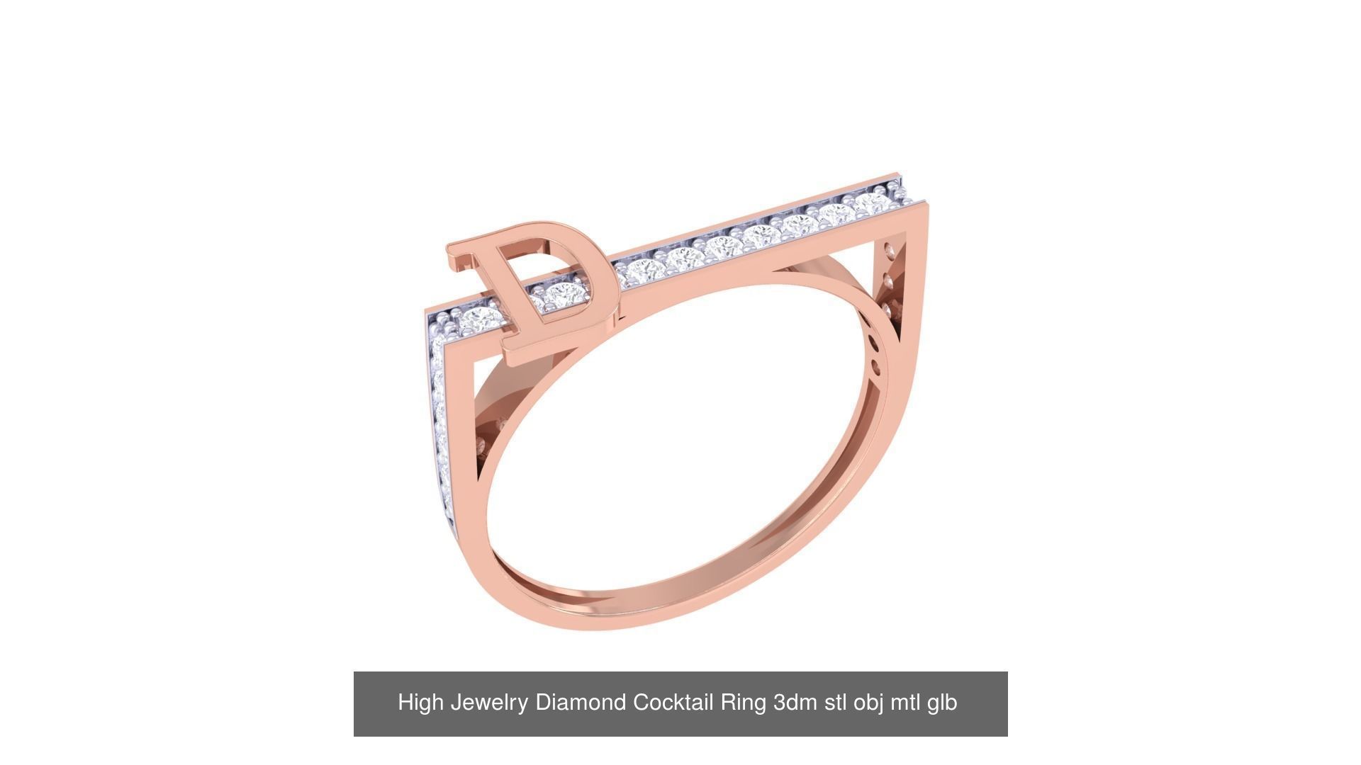 156 High Jewelry Diamond Cocktail Ring 3dm stl obj mtl glb 3D Model Collection_173