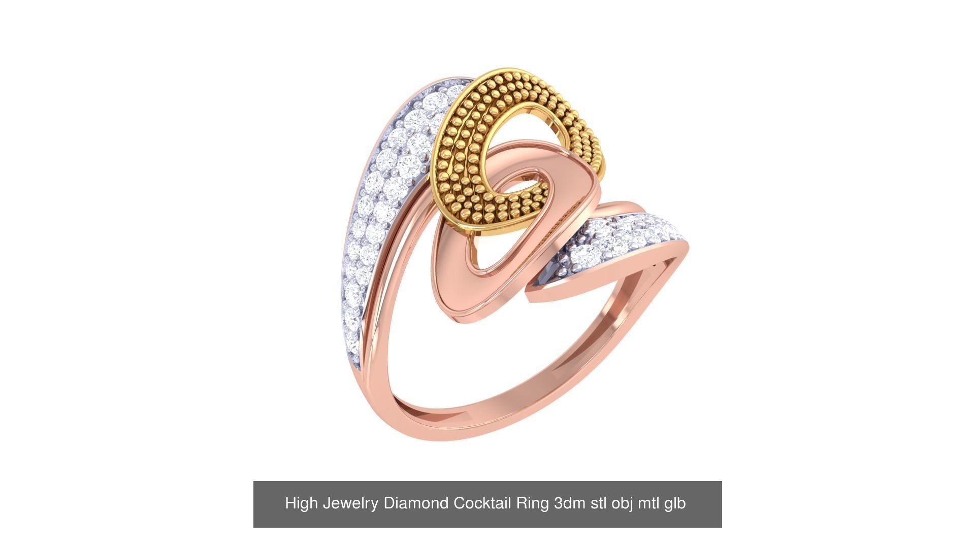 156 High Jewelry Diamond Cocktail Ring 3dm stl obj mtl glb 3D Model Collection_158