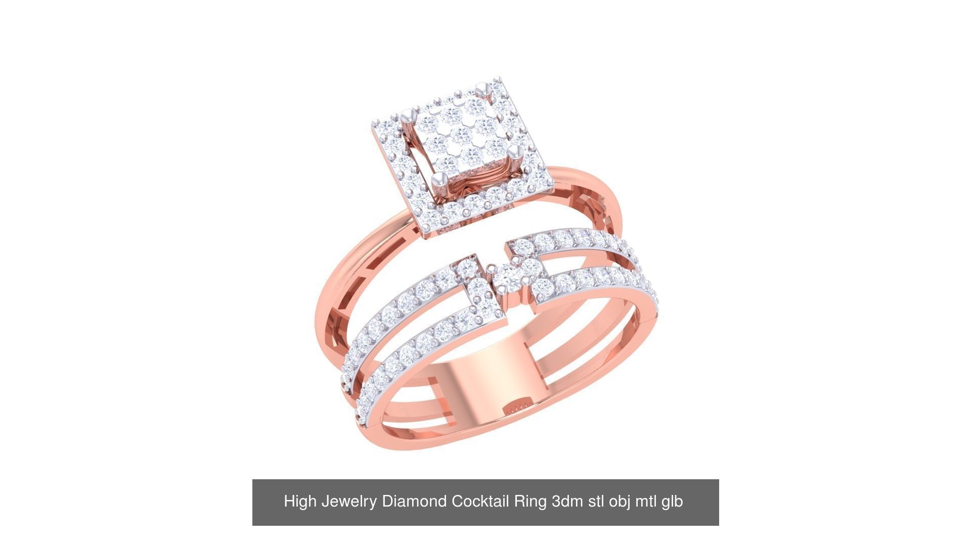 156 High Jewelry Diamond Cocktail Ring 3dm stl obj mtl glb 3D Model Collection_31