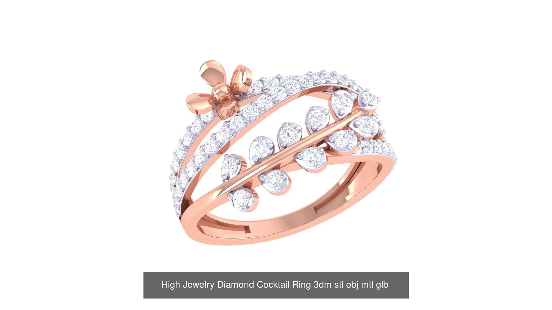 156 High Jewelry Diamond Cocktail Ring 3dm stl obj mtl glb 3D Model Collection_88