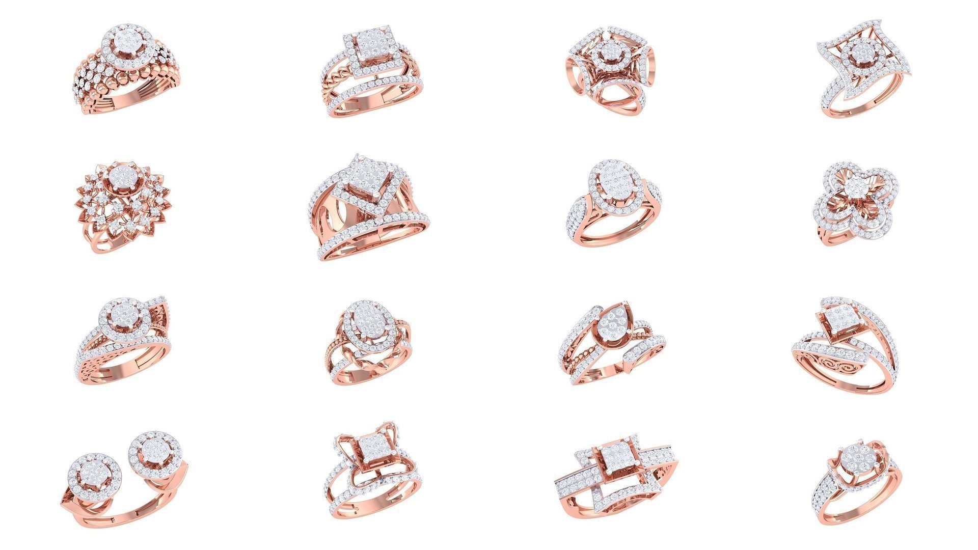 156 High Jewelry Diamond Cocktail Ring 3dm stl obj mtl glb 3D Model Collection_3