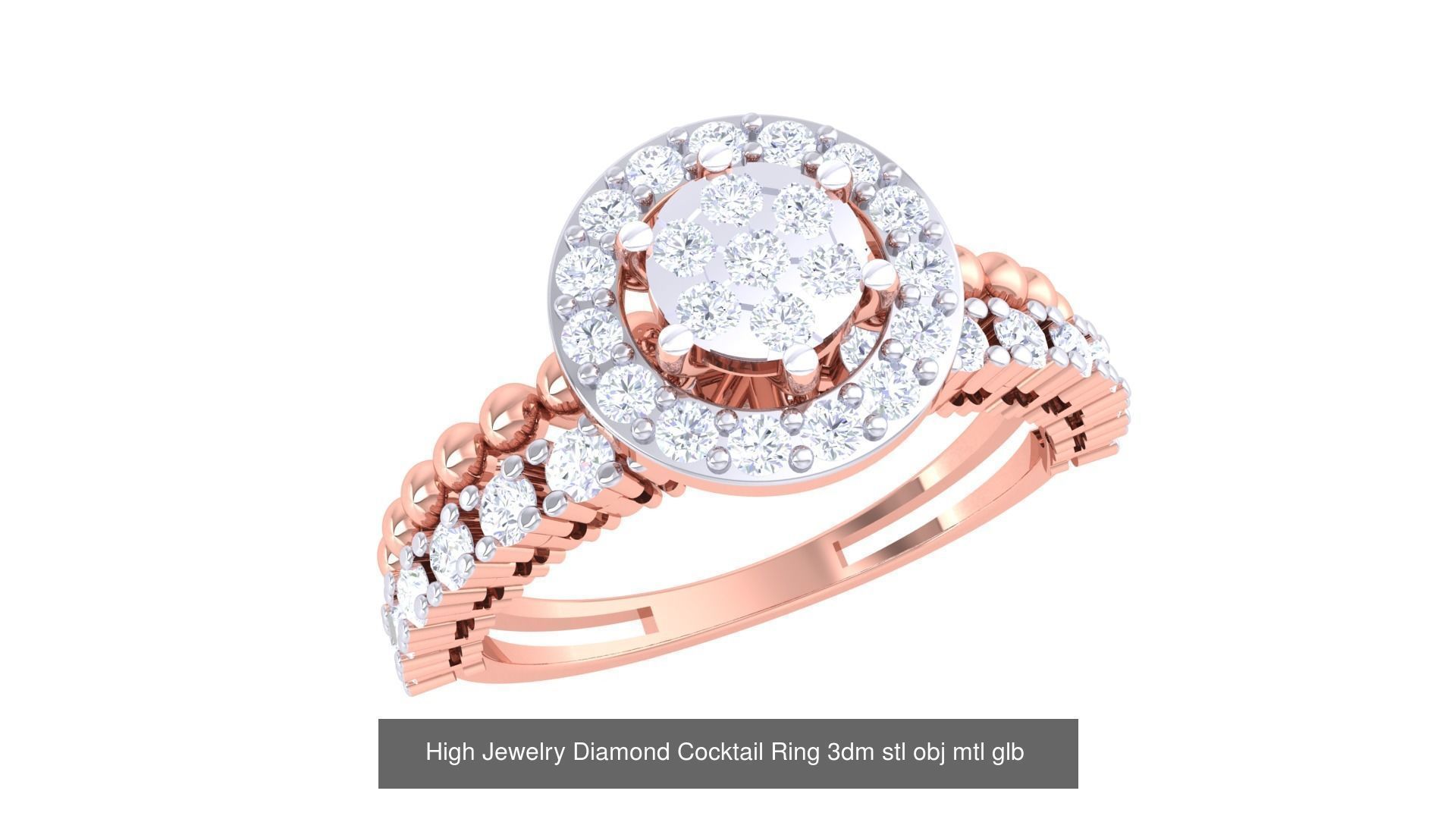 156 High Jewelry Diamond Cocktail Ring 3dm stl obj mtl glb 3D Model Collection_25