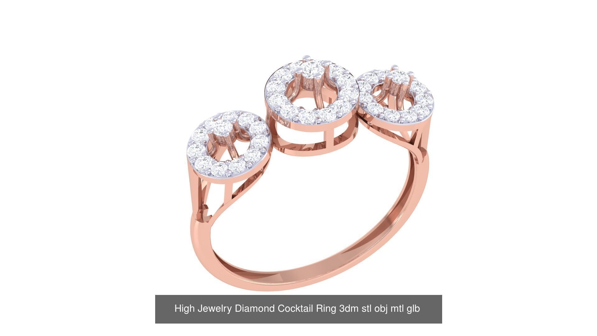 156 High Jewelry Diamond Cocktail Ring 3dm stl obj mtl glb 3D Model Collection_148