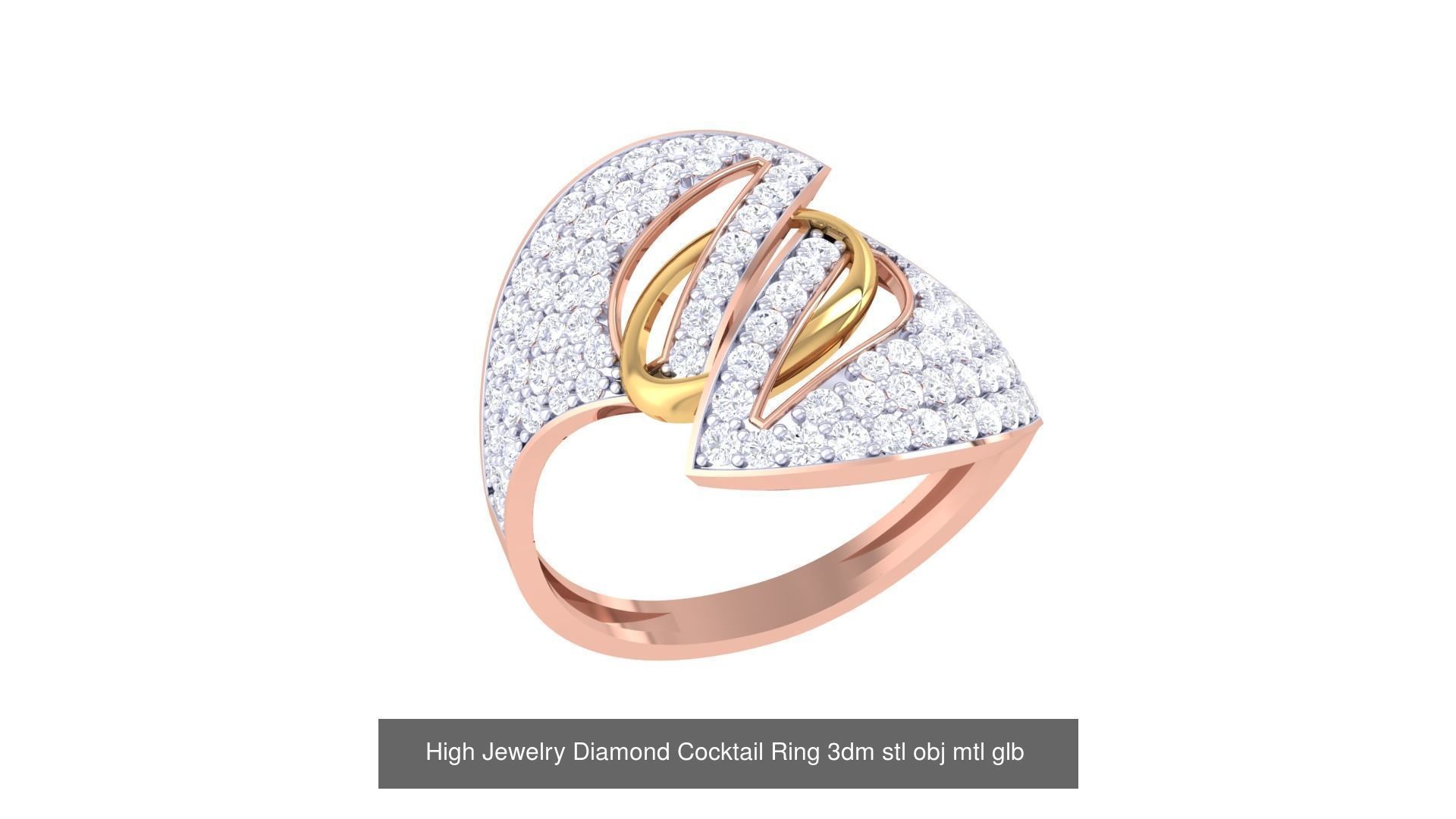 156 High Jewelry Diamond Cocktail Ring 3dm stl obj mtl glb 3D Model Collection_167