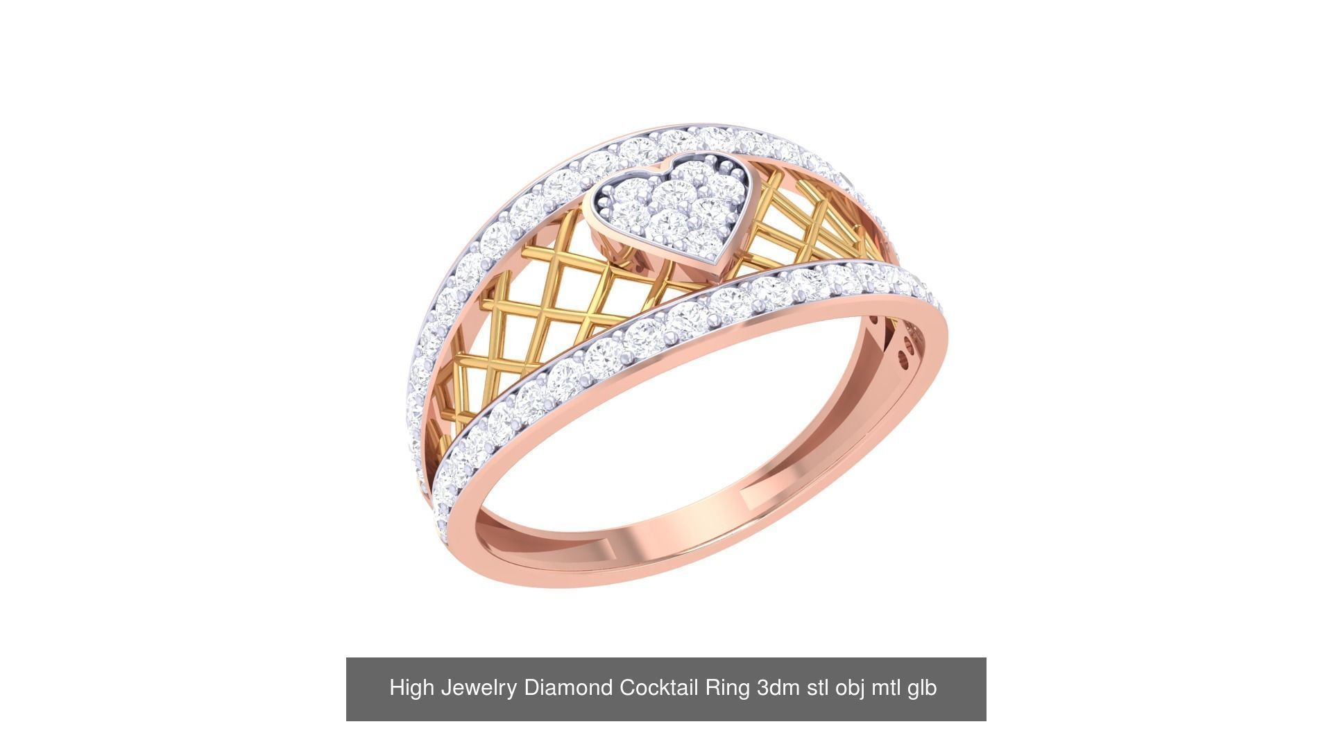 156 High Jewelry Diamond Cocktail Ring 3dm stl obj mtl glb 3D Model Collection_121