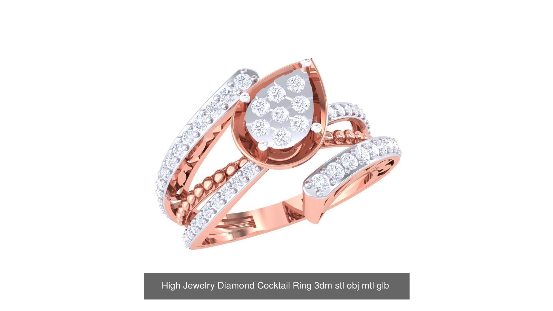 156 High Jewelry Diamond Cocktail Ring 3dm stl obj mtl glb 3D Model Collection_61