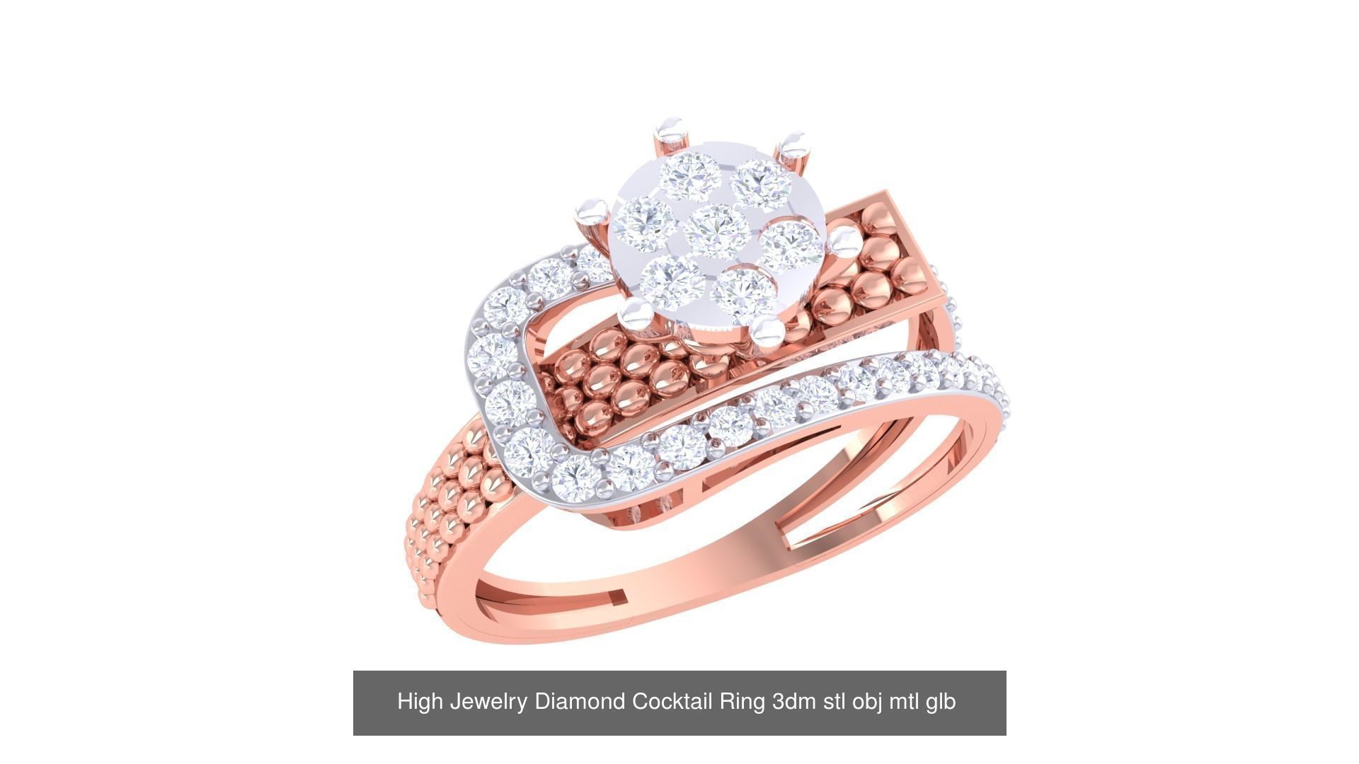 156 High Jewelry Diamond Cocktail Ring 3dm stl obj mtl glb 3D Model Collection_41