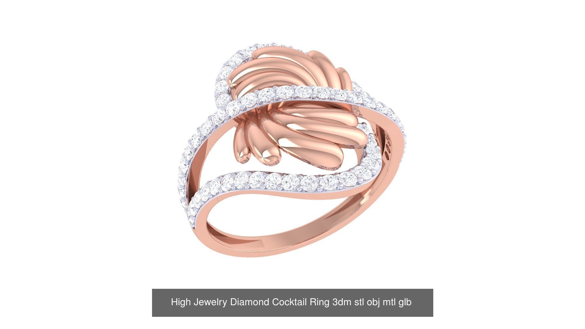 156 High Jewelry Diamond Cocktail Ring 3dm stl obj mtl glb 3D Model Collection_120