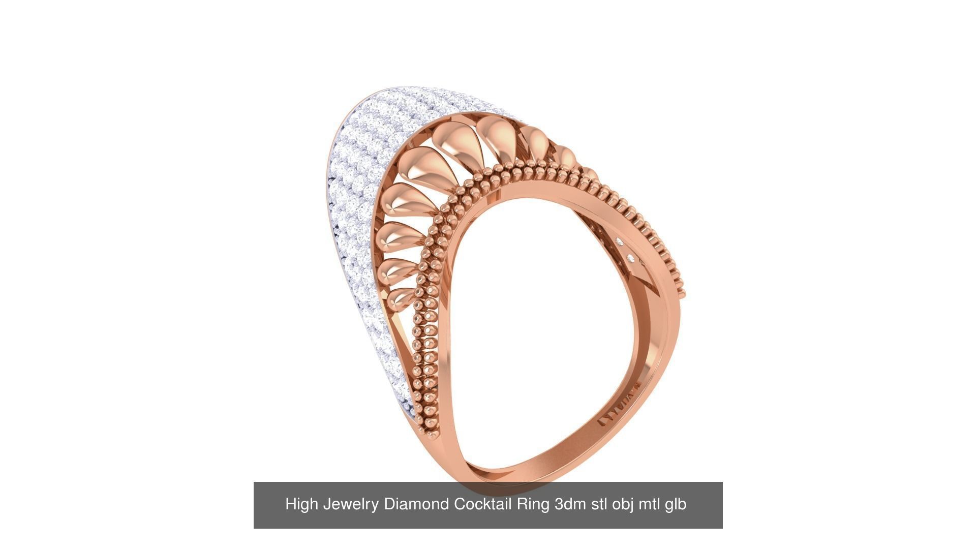 156 High Jewelry Diamond Cocktail Ring 3dm stl obj mtl glb 3D Model Collection_162