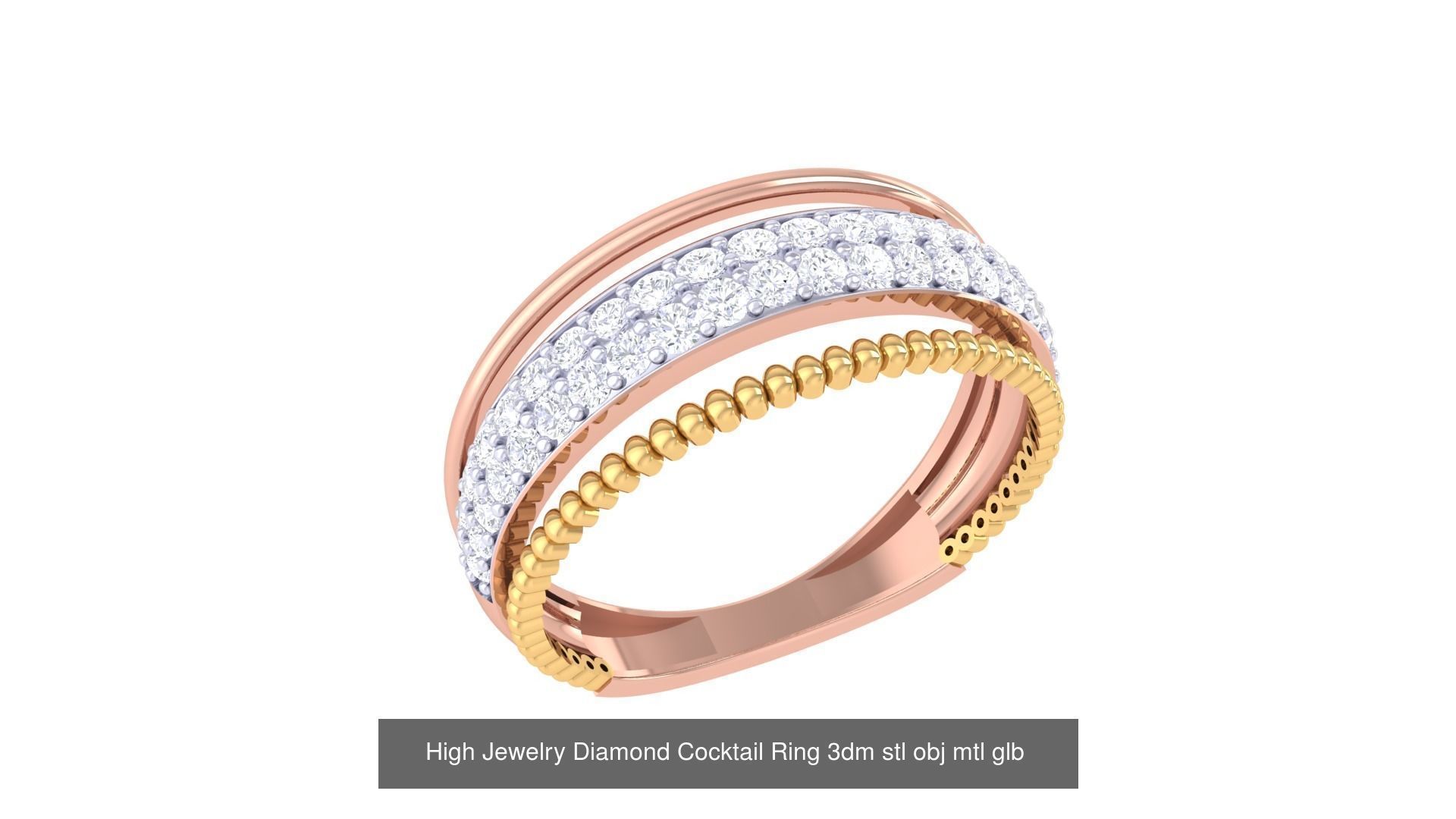 156 High Jewelry Diamond Cocktail Ring 3dm stl obj mtl glb 3D Model Collection_147