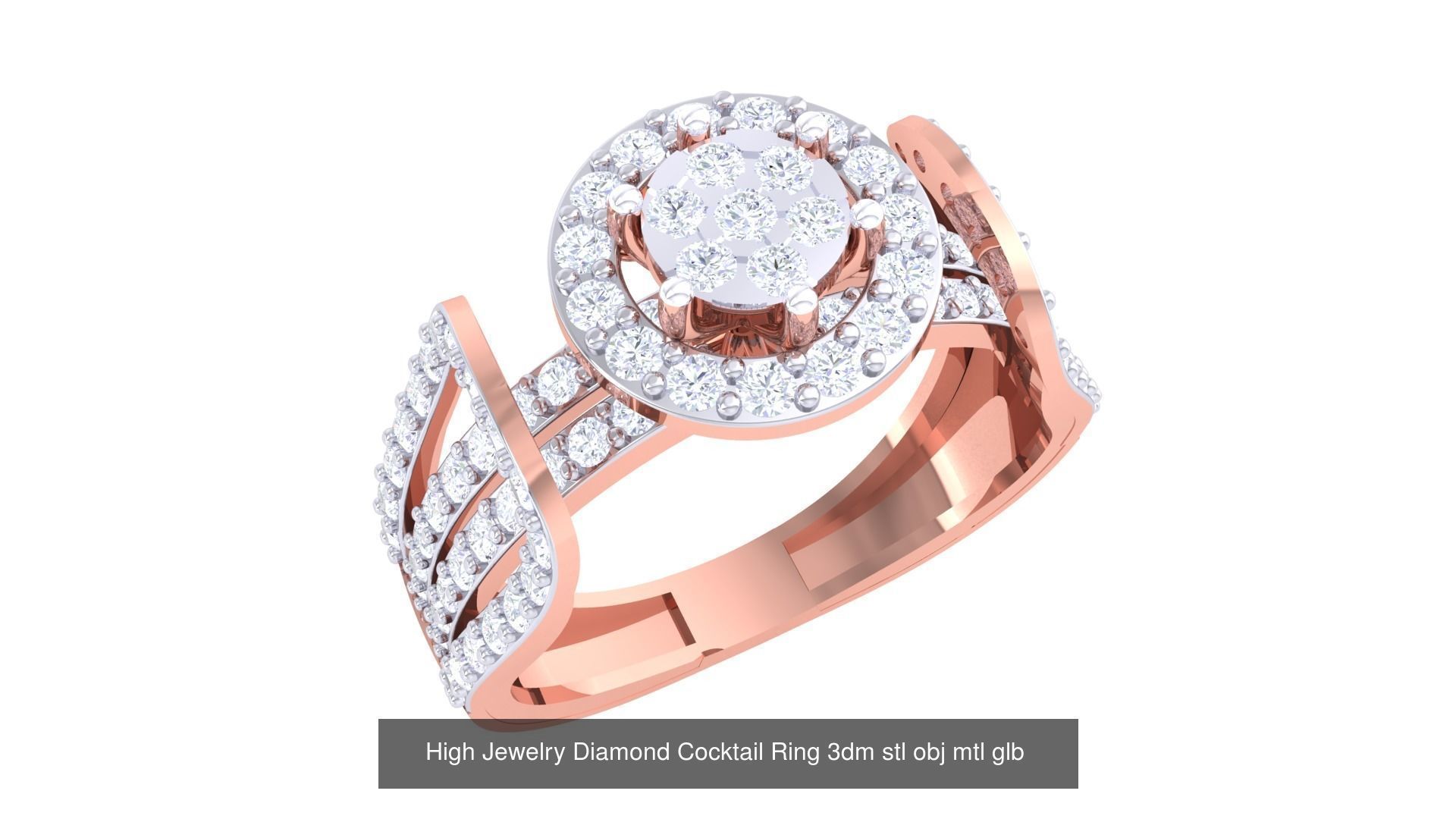 156 High Jewelry Diamond Cocktail Ring 3dm stl obj mtl glb 3D Model Collection_20