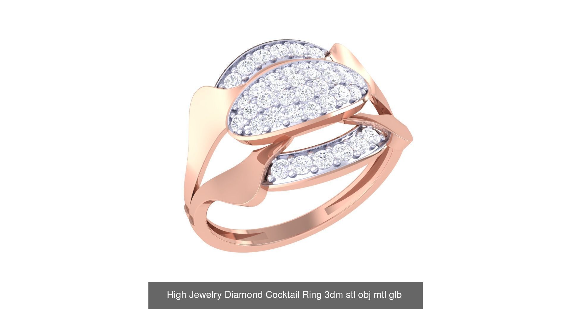 156 High Jewelry Diamond Cocktail Ring 3dm stl obj mtl glb 3D Model Collection_157