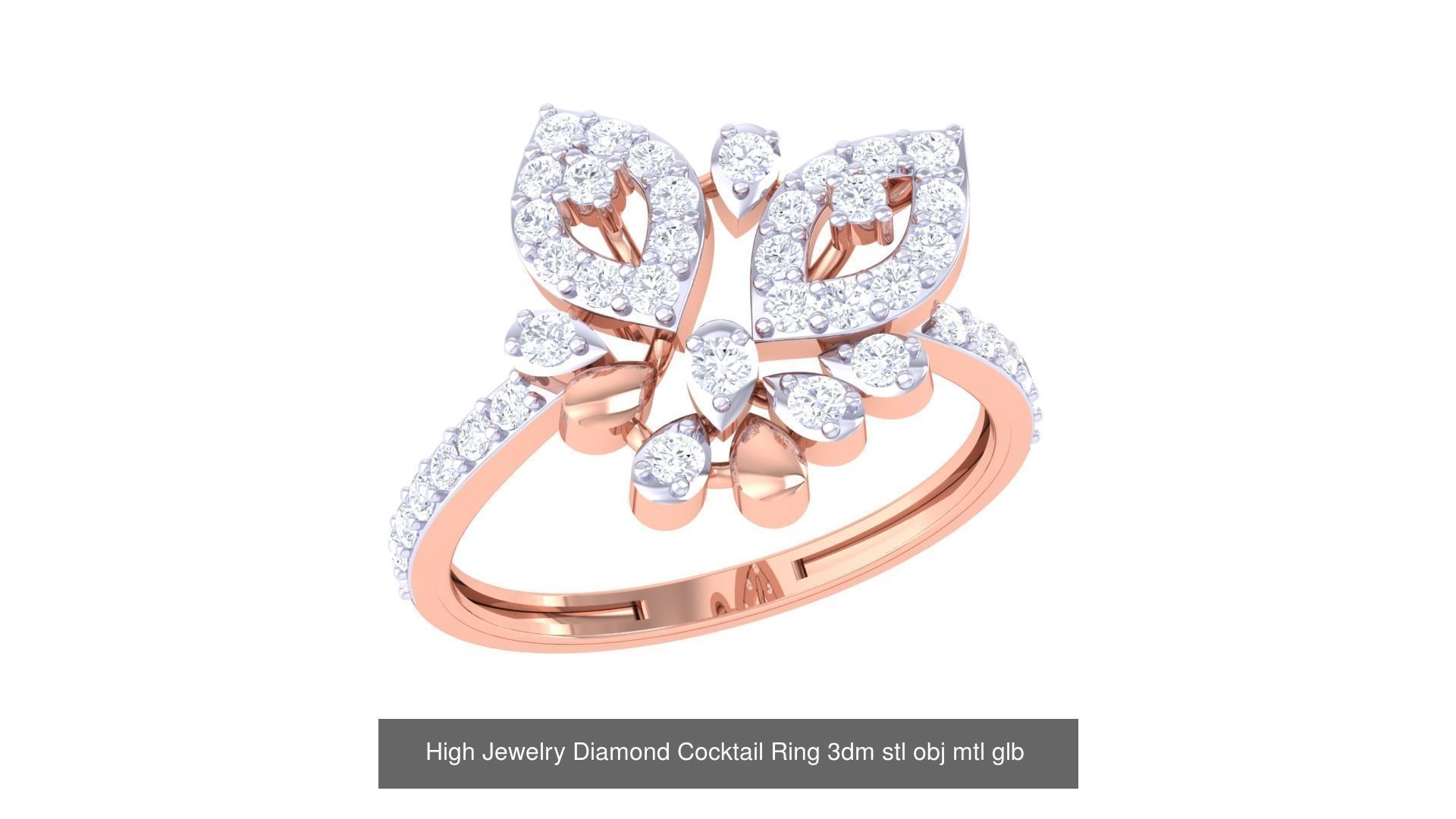 156 High Jewelry Diamond Cocktail Ring 3dm stl obj mtl glb 3D Model Collection_102