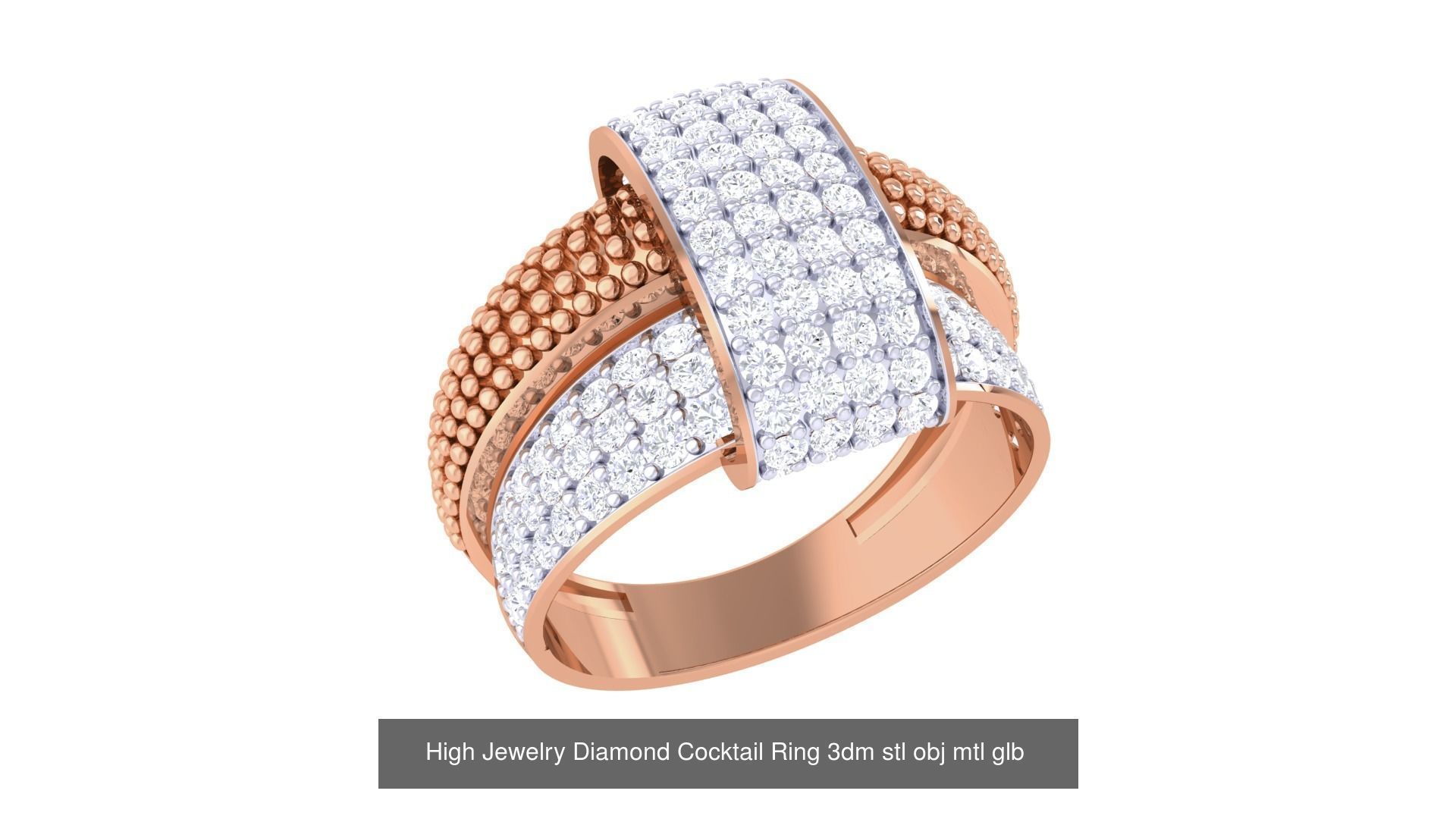 156 High Jewelry Diamond Cocktail Ring 3dm stl obj mtl glb 3D Model Collection_154