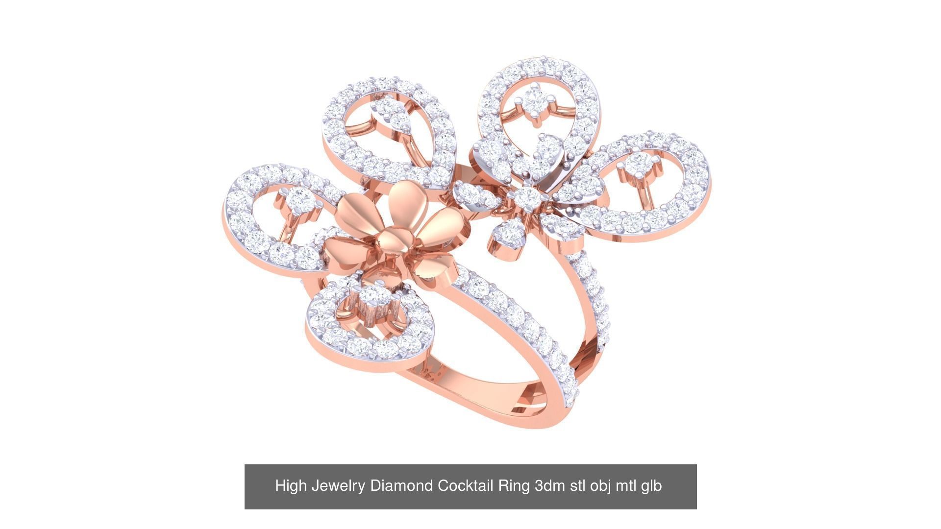 156 High Jewelry Diamond Cocktail Ring 3dm stl obj mtl glb 3D Model Collection_93